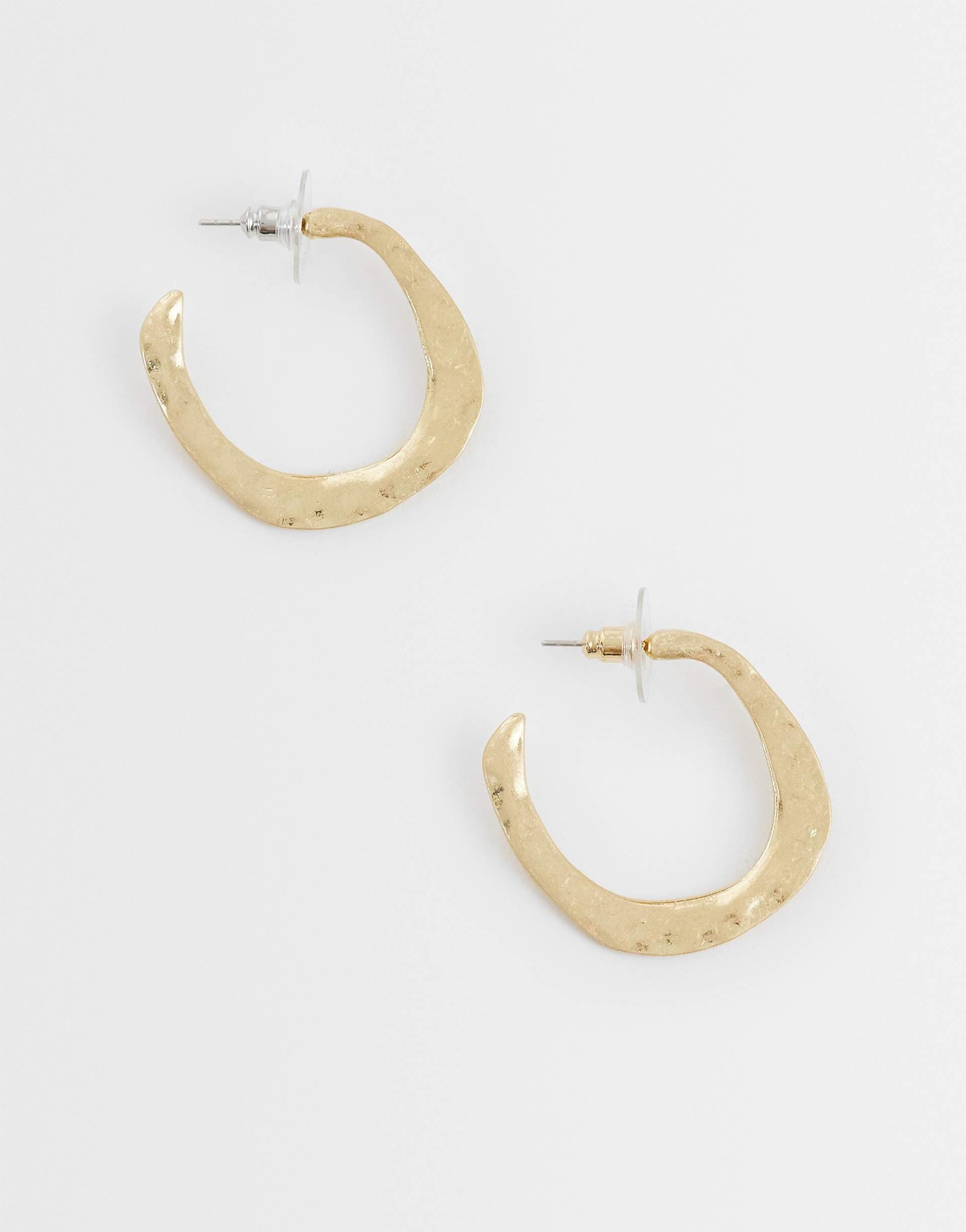 DesignB London irregular open hoops in gold