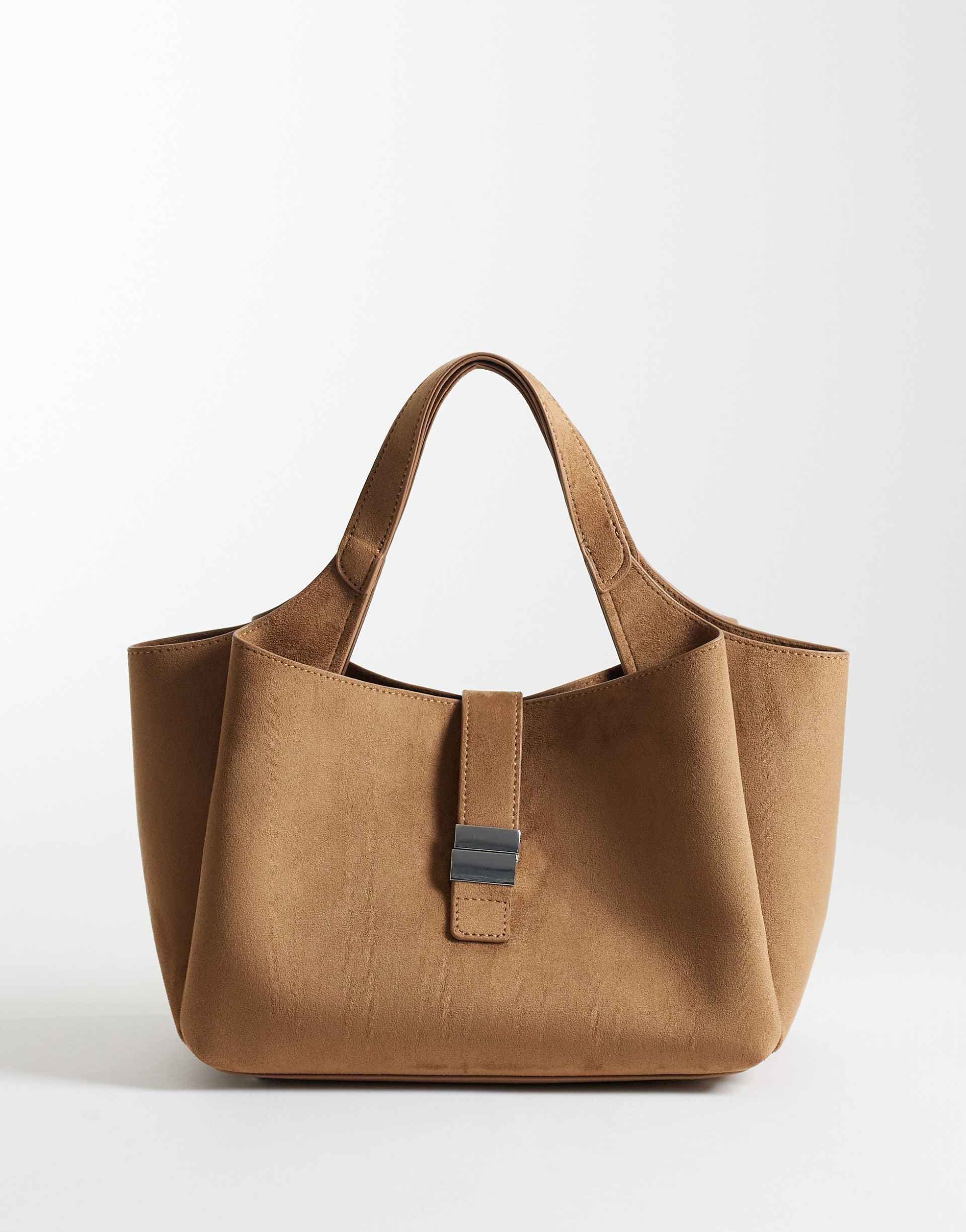 Gina Tricot hand bag with belt strap detail in light brown