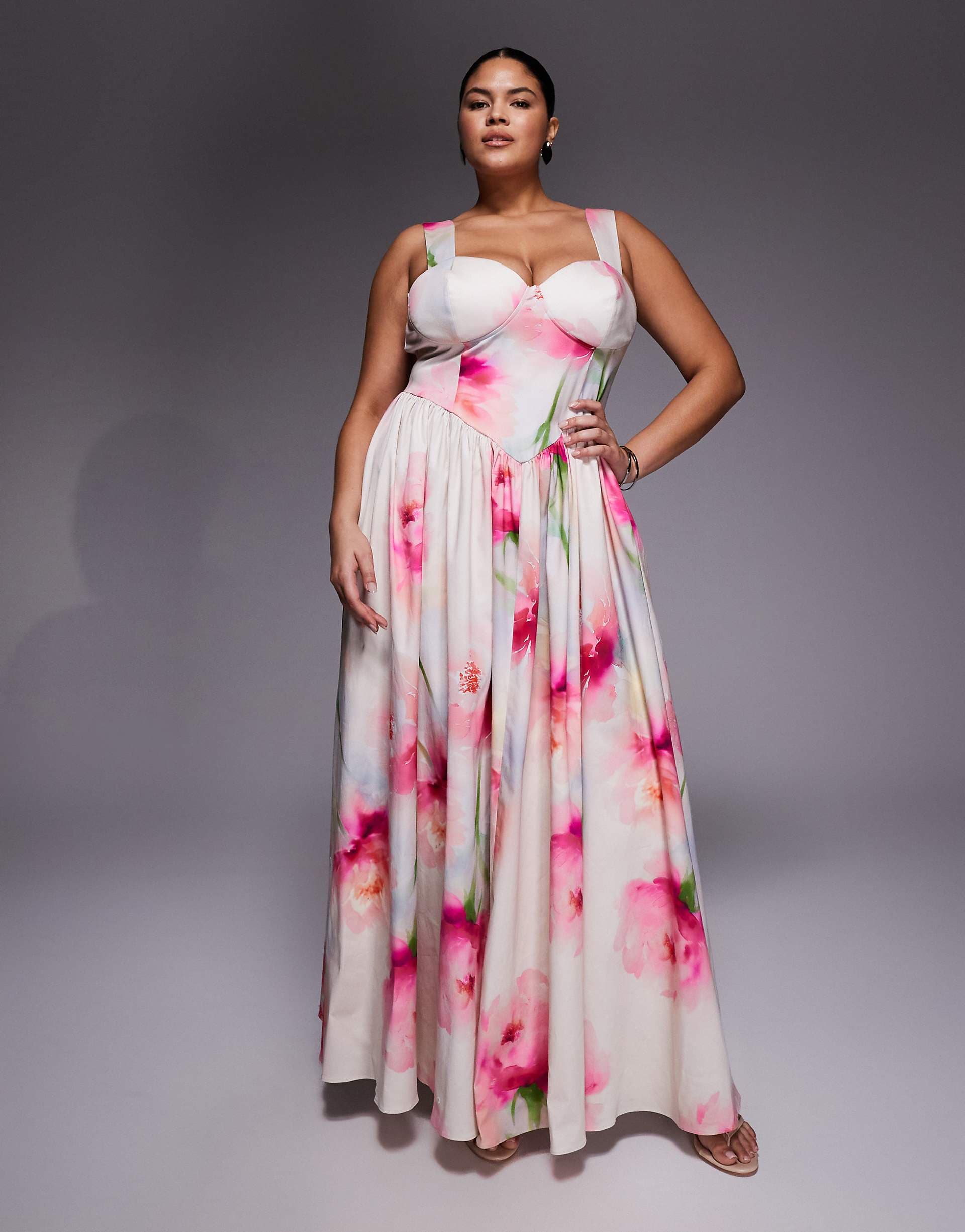 ASOS LUXE Curve premium maxi dress in oversized floral print