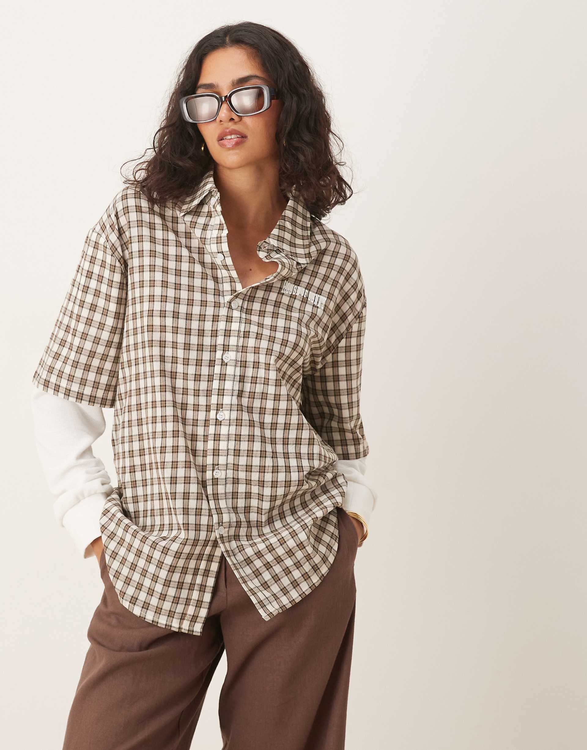 House of Sunny double layered check shirt in multi