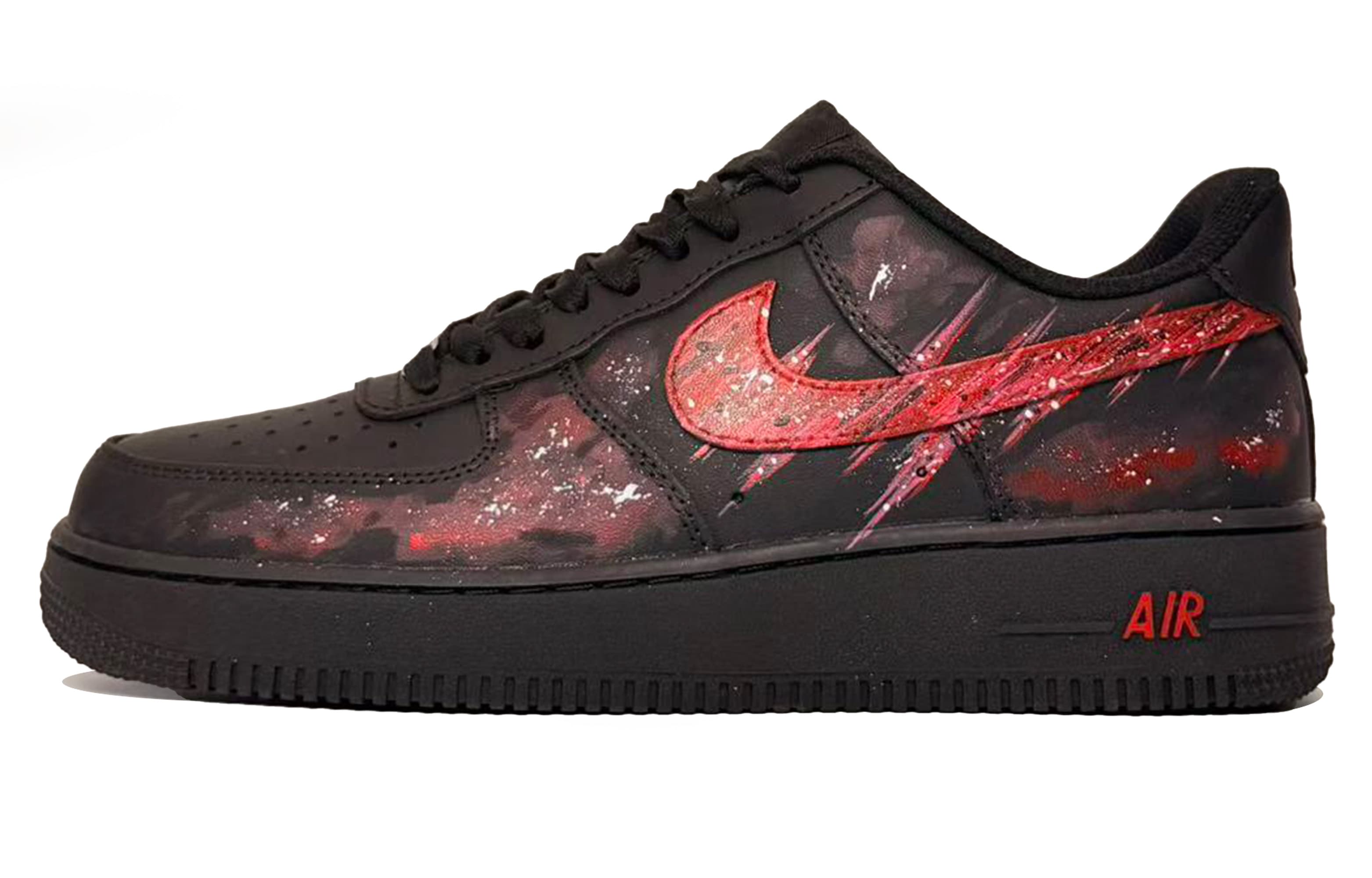 Custom SneakersNike Air Force 1 Leather 'Hipmi Made' Meteor Trail Retro Fashion Wear-Resistant Low-Top Skate Shoes Unisex Black Red