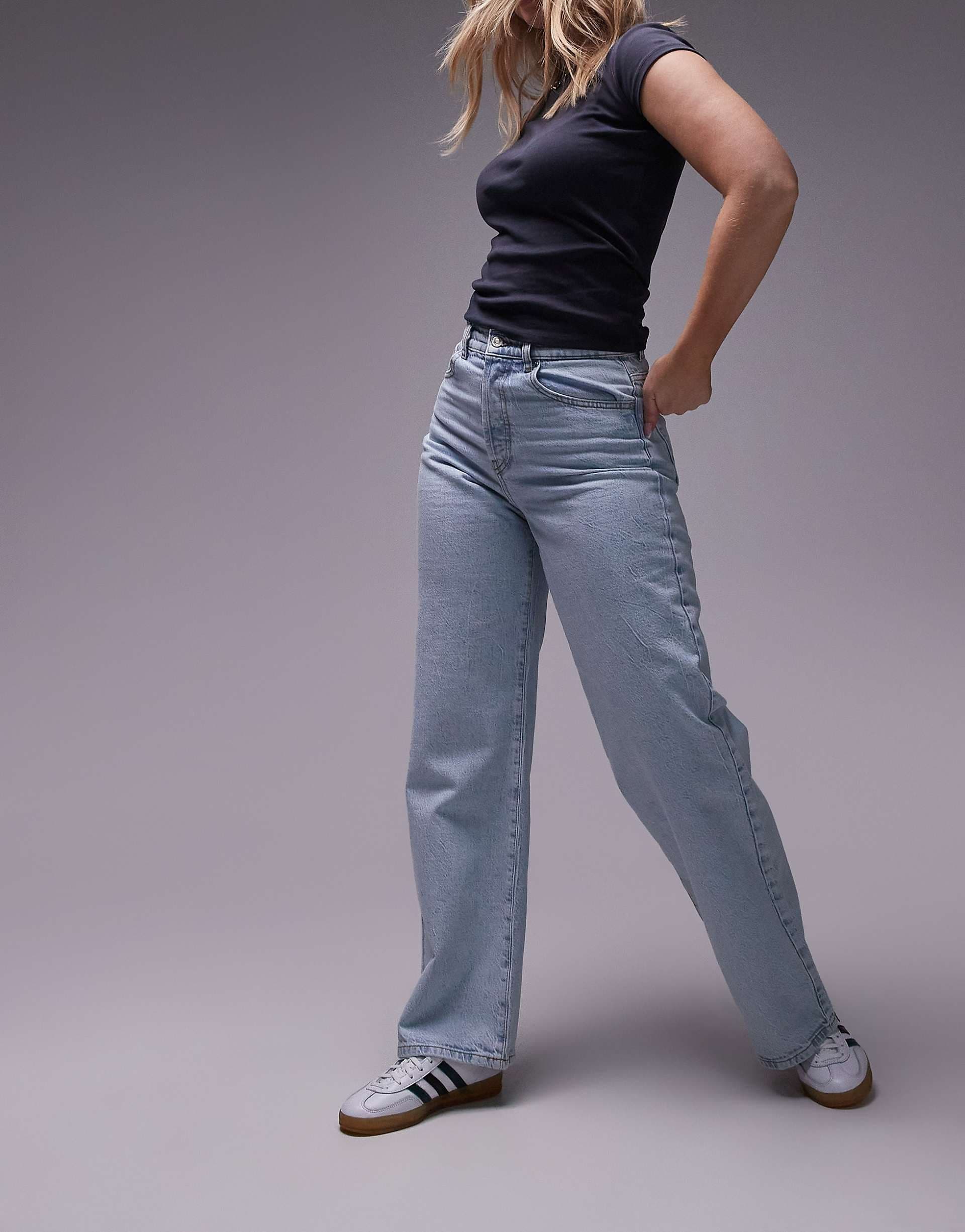 Topshop Hourglass mid rise loose fit straight jean in bleach