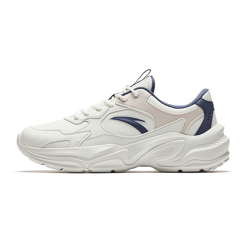 Anta 'Little Millennium' Leather Upper Trendy Retro Comfort Versatile Color Block Design Thick Sole Heightening Autumn Winter Wear-Resistant Anti-Slip Low-Top Casual Lifestyle Shoes Men's White Blue