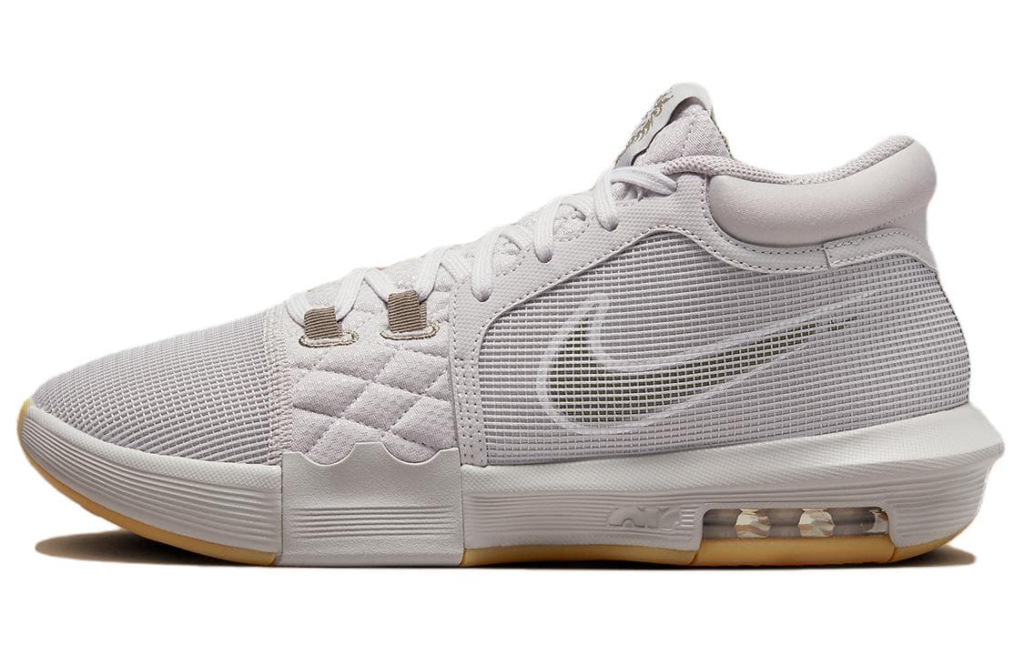 Nike Round Toe Lace-Up Wear-Resistant Breathable Low-Top Basketball Shoes Men's White