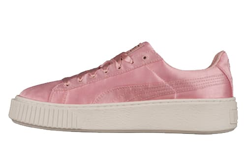 PUMA Basket Platform Satin Pink Lace Up 'Pink' Women's