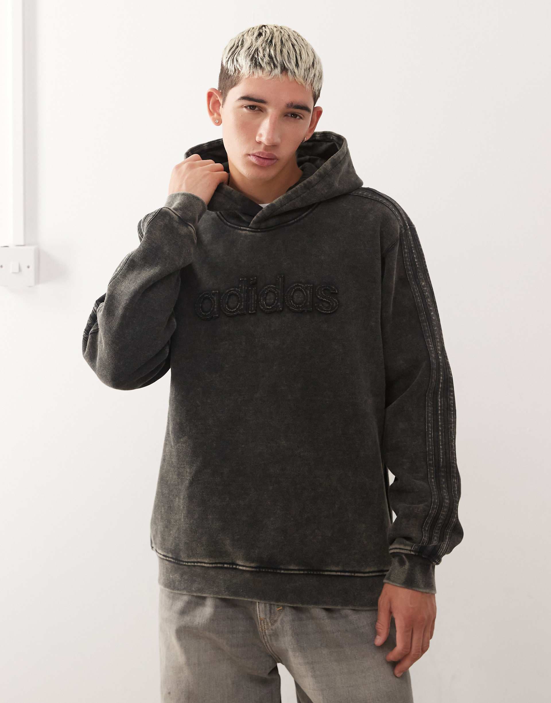 adidas Originals washed hoodie in black