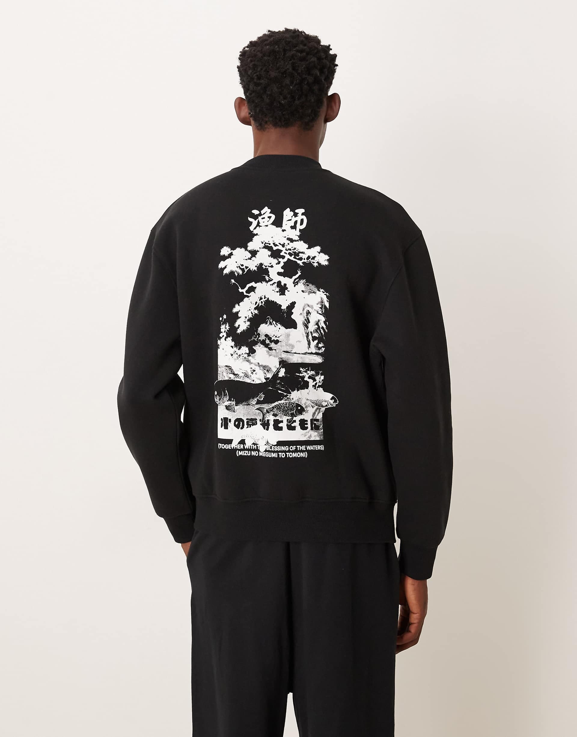ASOS DESIGN relaxed fit sweatshirt with souvenir print in black