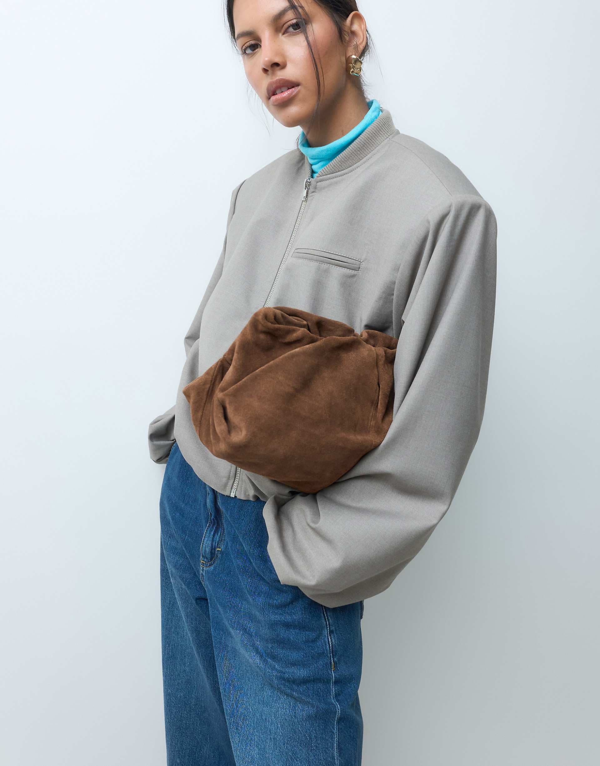 ASOS DESIGN suede cloud clutch purse in chocolate