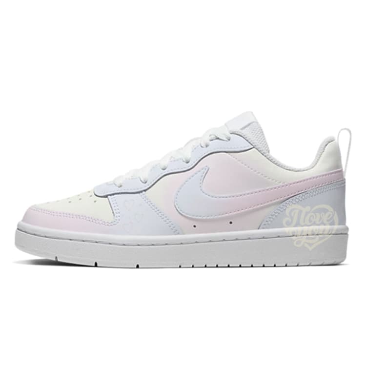 Nike Court Borough Anti-Slip And Wear-Resistant Water-Resistant Low-Top Skateboard Shoes GS White