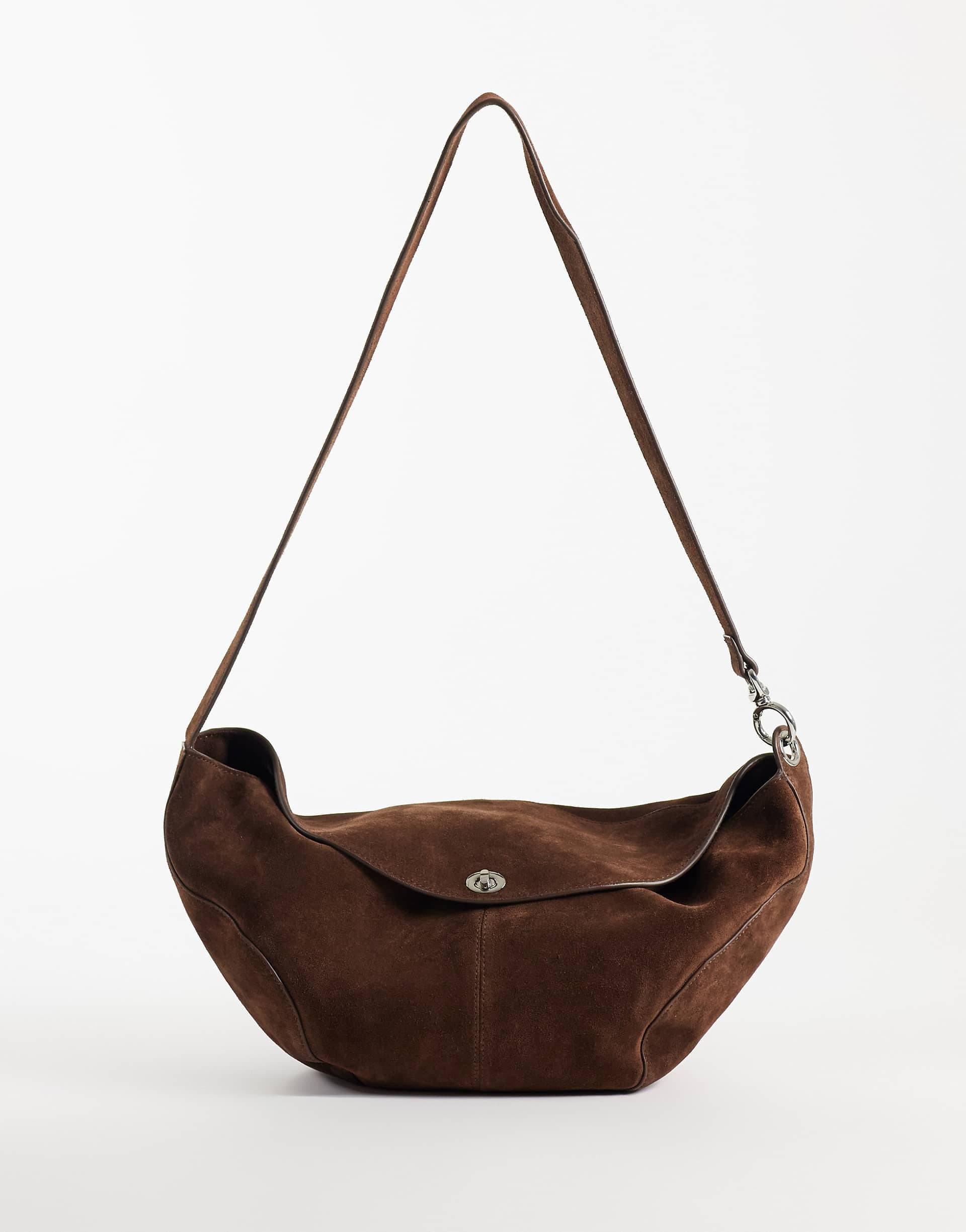 & Other Stories premium suede shoulder bag in chocolate