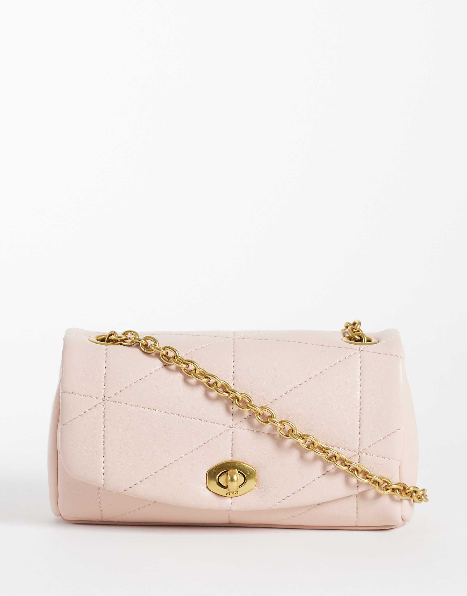 Mango cross-body bag with chain strap in pink