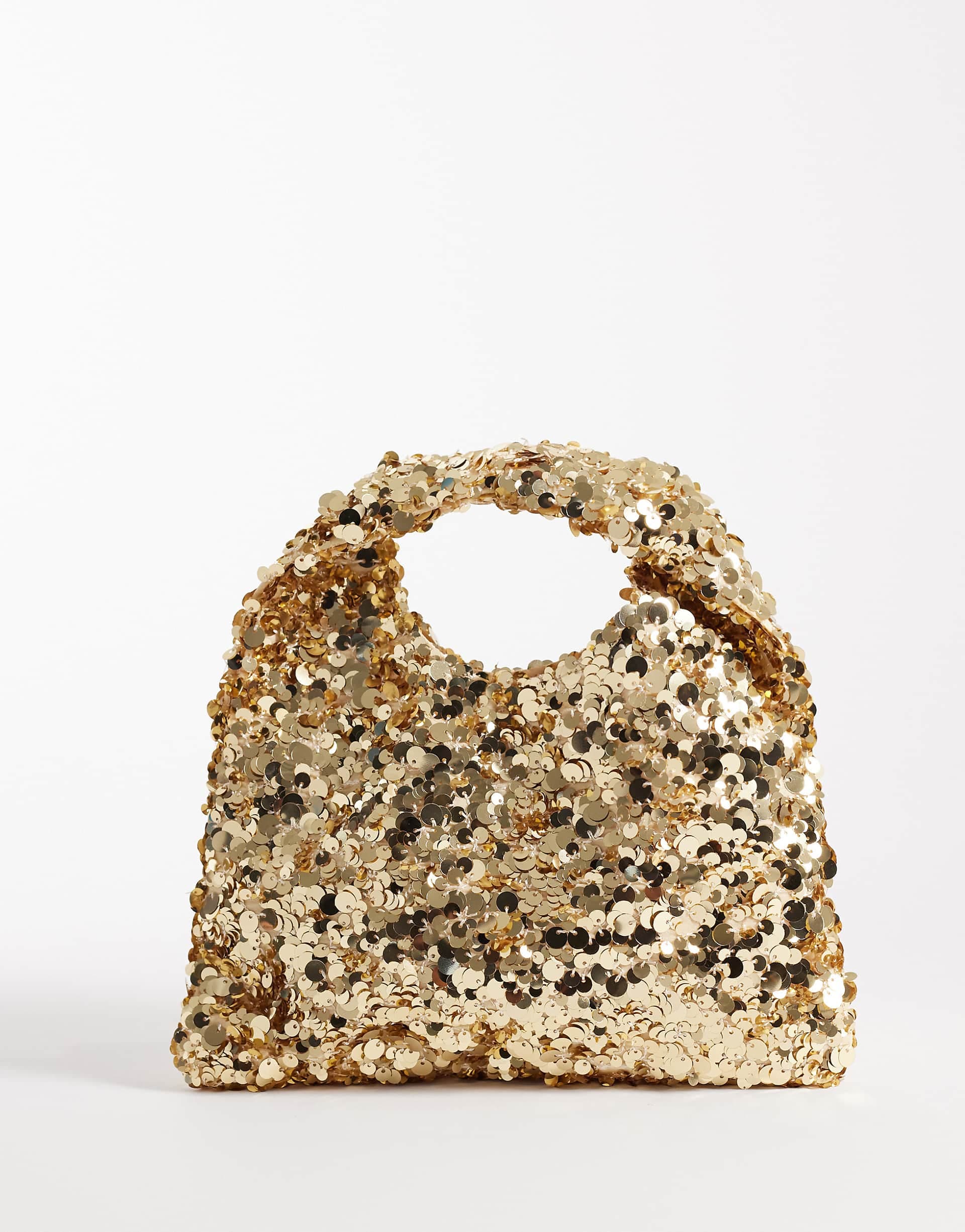 True Decadence sequined clutch purse in gold