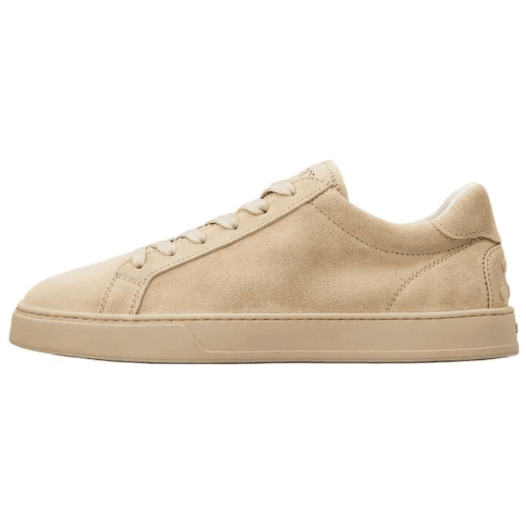 TOD'S Men's Suede Leather Round-Toe Lace-Up Low-Top Sneakers Beige