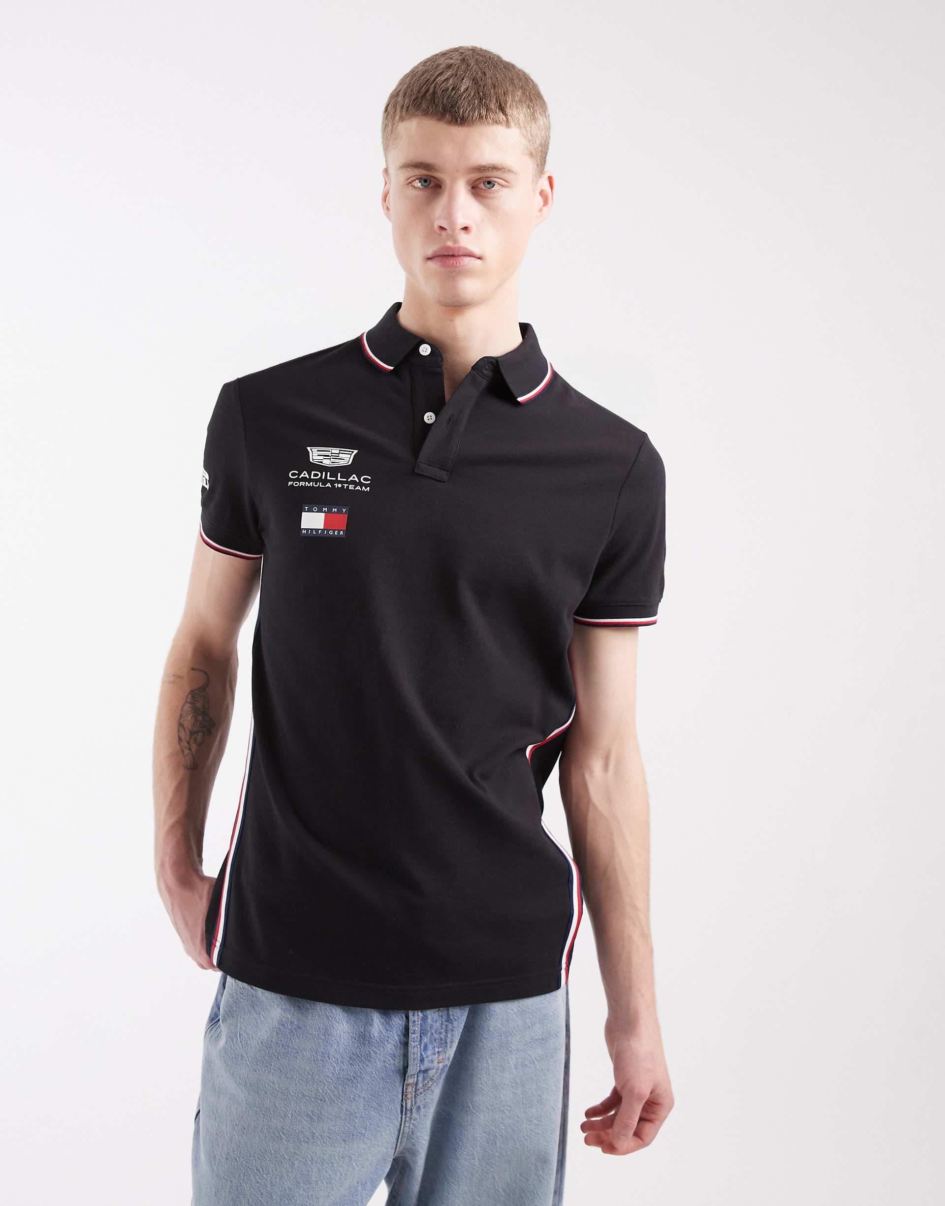 Tommy Hilfiger x Cadillac F1 replica polo shirt in black