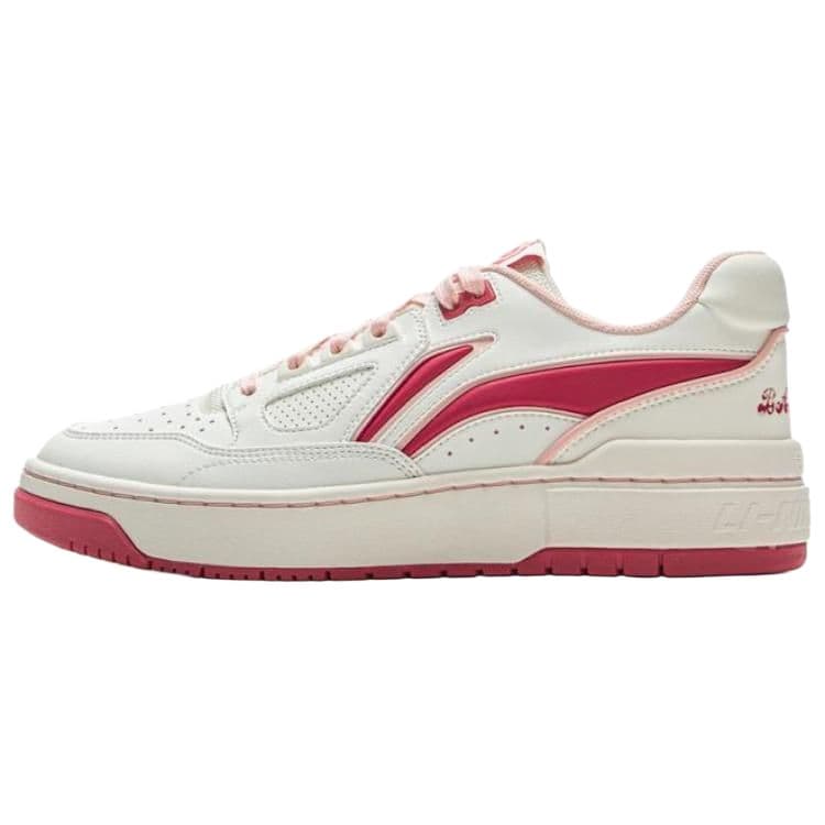 LiNing Unisex 'Rising Star' Fashion Versatile Slip-Resistant Wear-Resistant Low-Top Skate Shoes White Pink