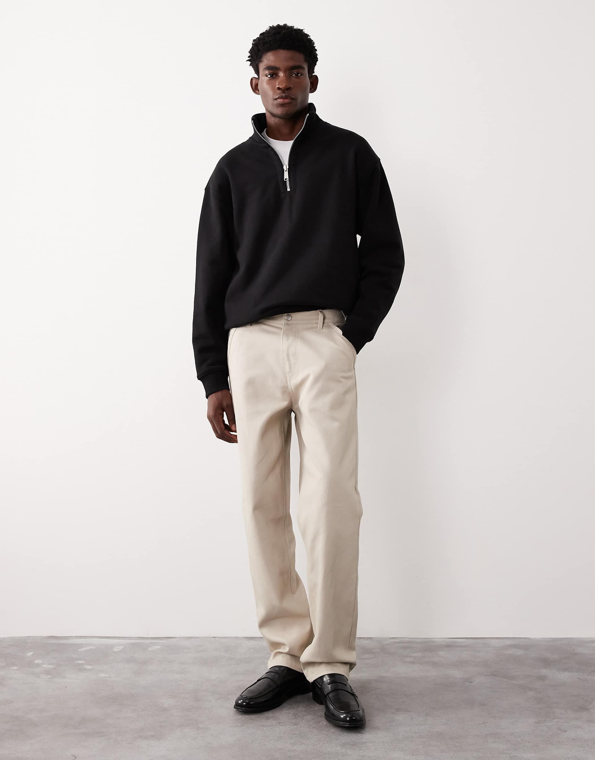 ASOS COLLECTIVE AC-B-253 signature straight fit carpenter pants in ecru