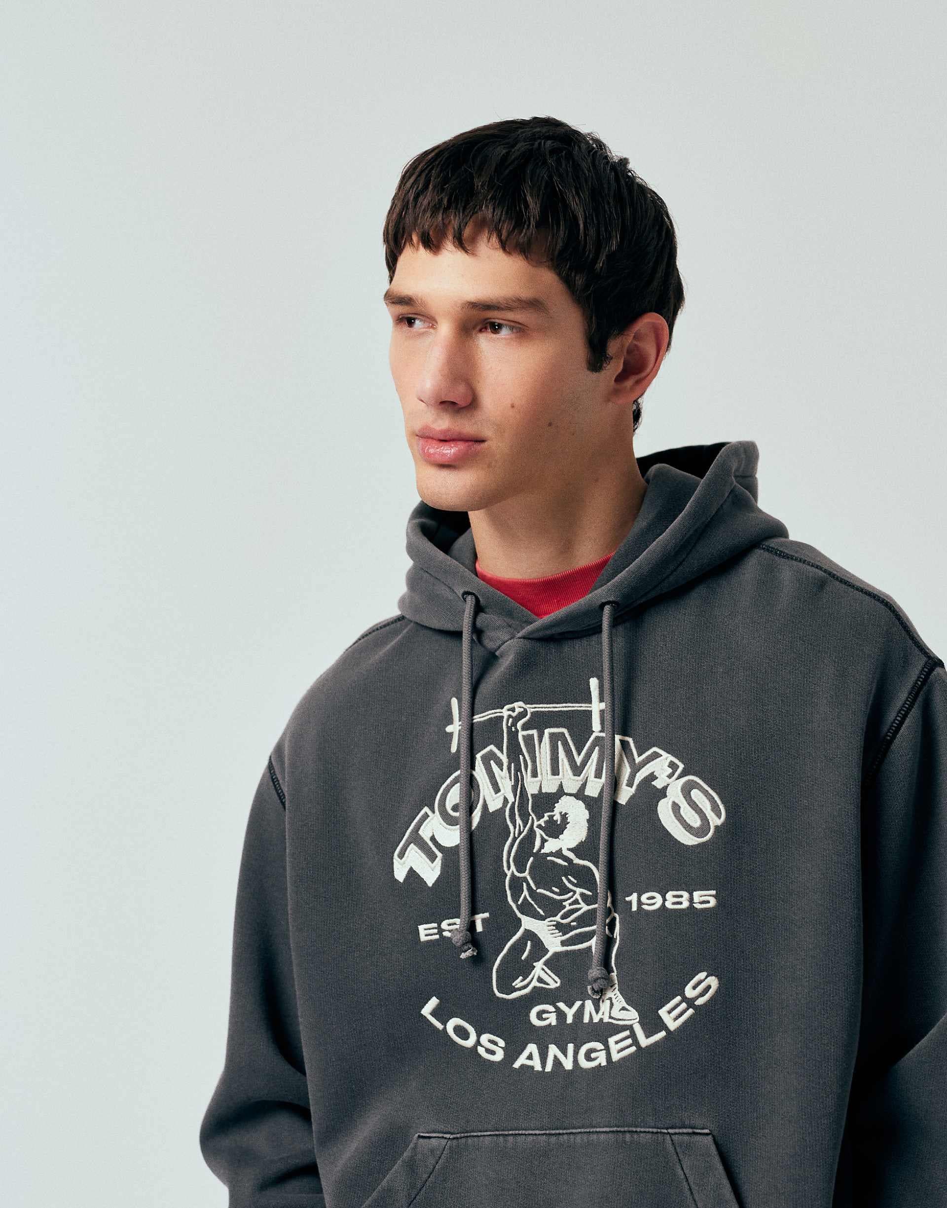 Tommy Jeans gym logo relaxed fit hoodie in washed black