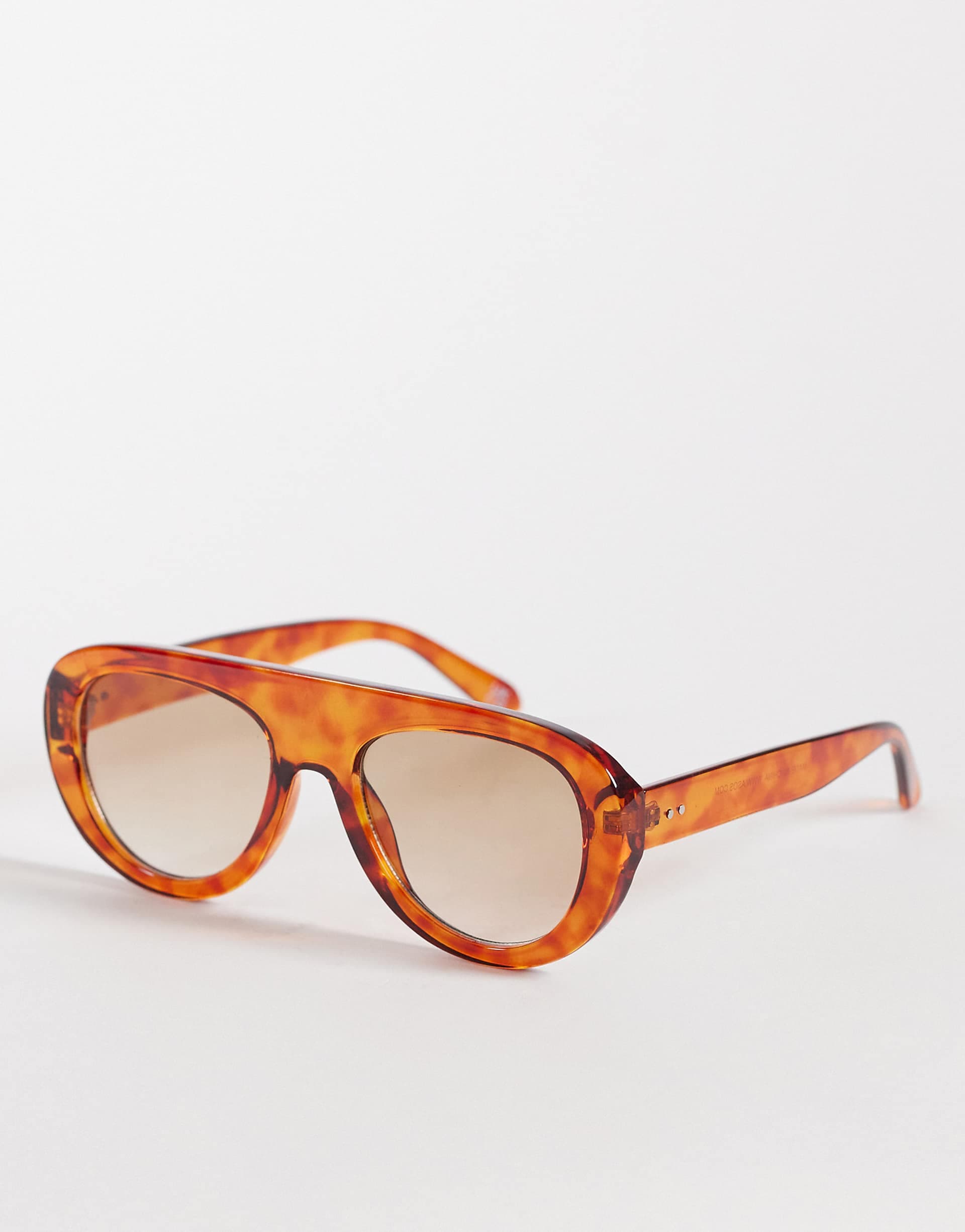ASOS DESIGN round aviator sunglasses in honey tort with gradient brown lenses