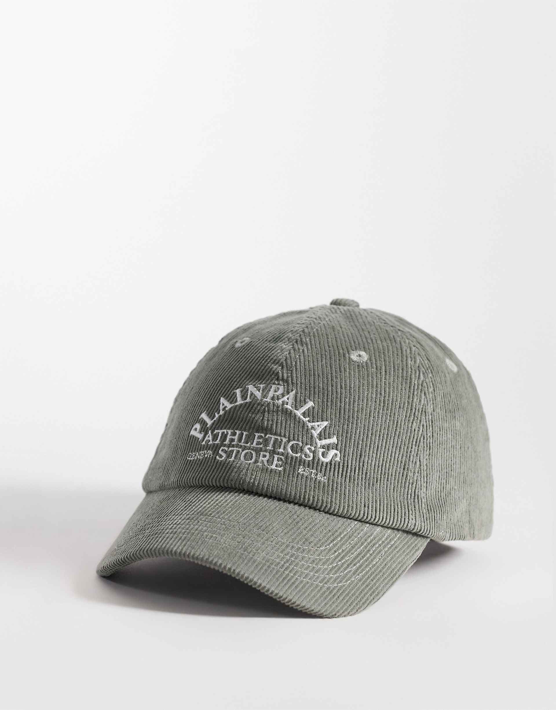 ASOS DESIGN embroidered logo corduroy baseball cap in sage