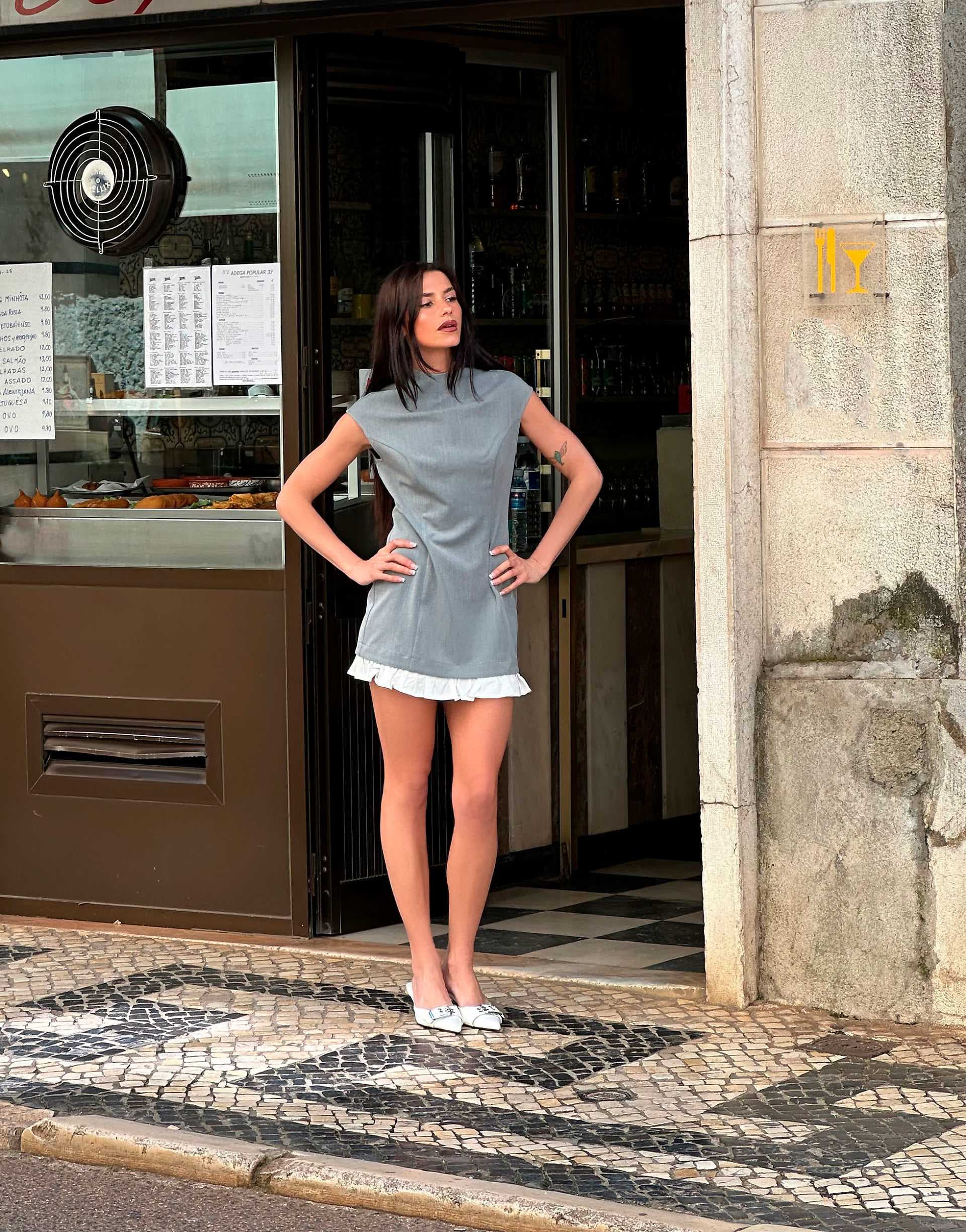 Labelrail x Barbara Ines fitted sculpted mini shift dress in gray