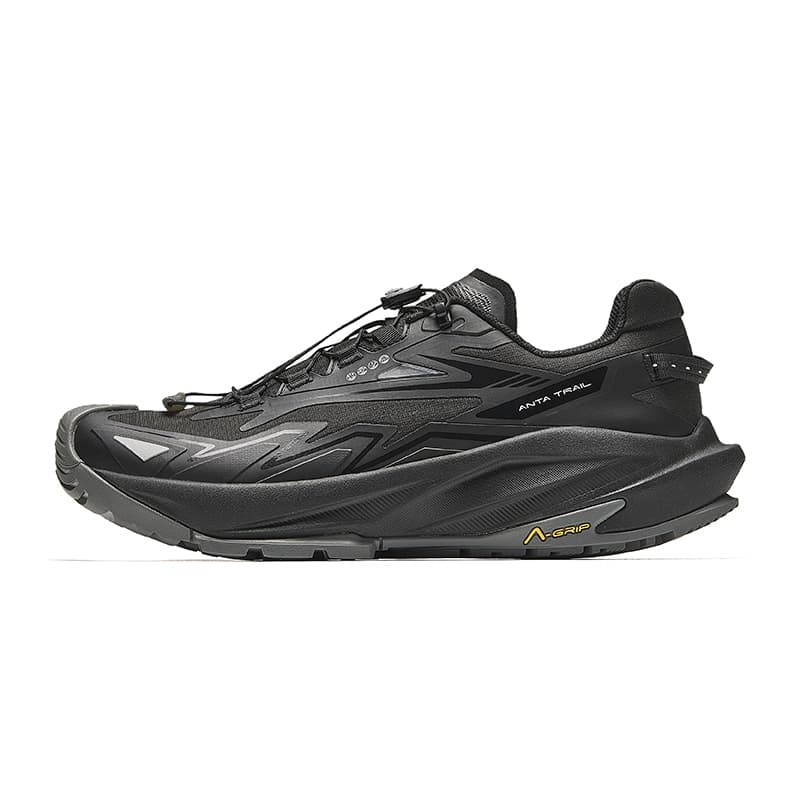 Anta Cushioned Wear Resistant Waterproof And Breathable Low Top Casual Running Shoes Men's Basic Black