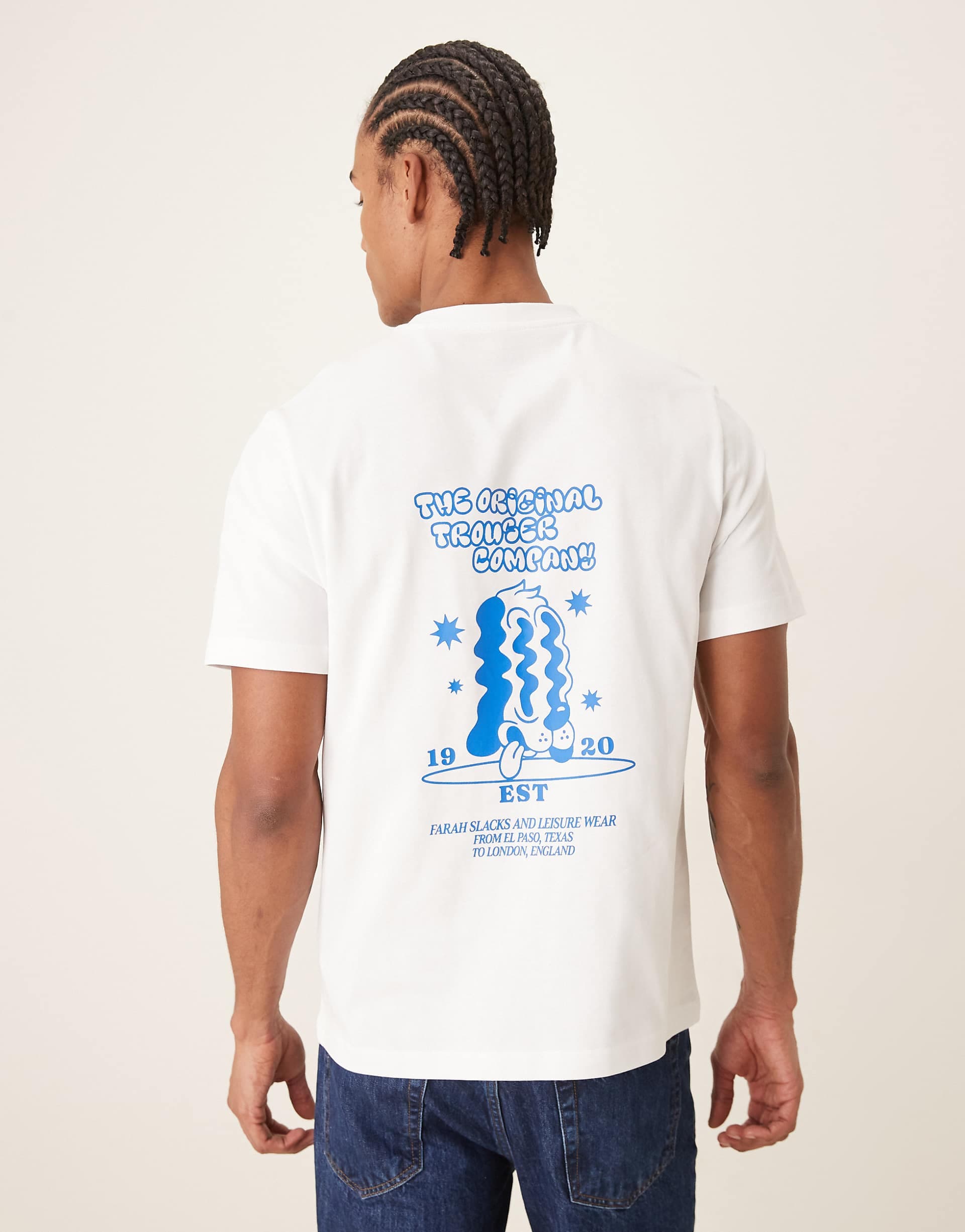 Farah Tristan short sleeve graphic T-shirt with back print in white