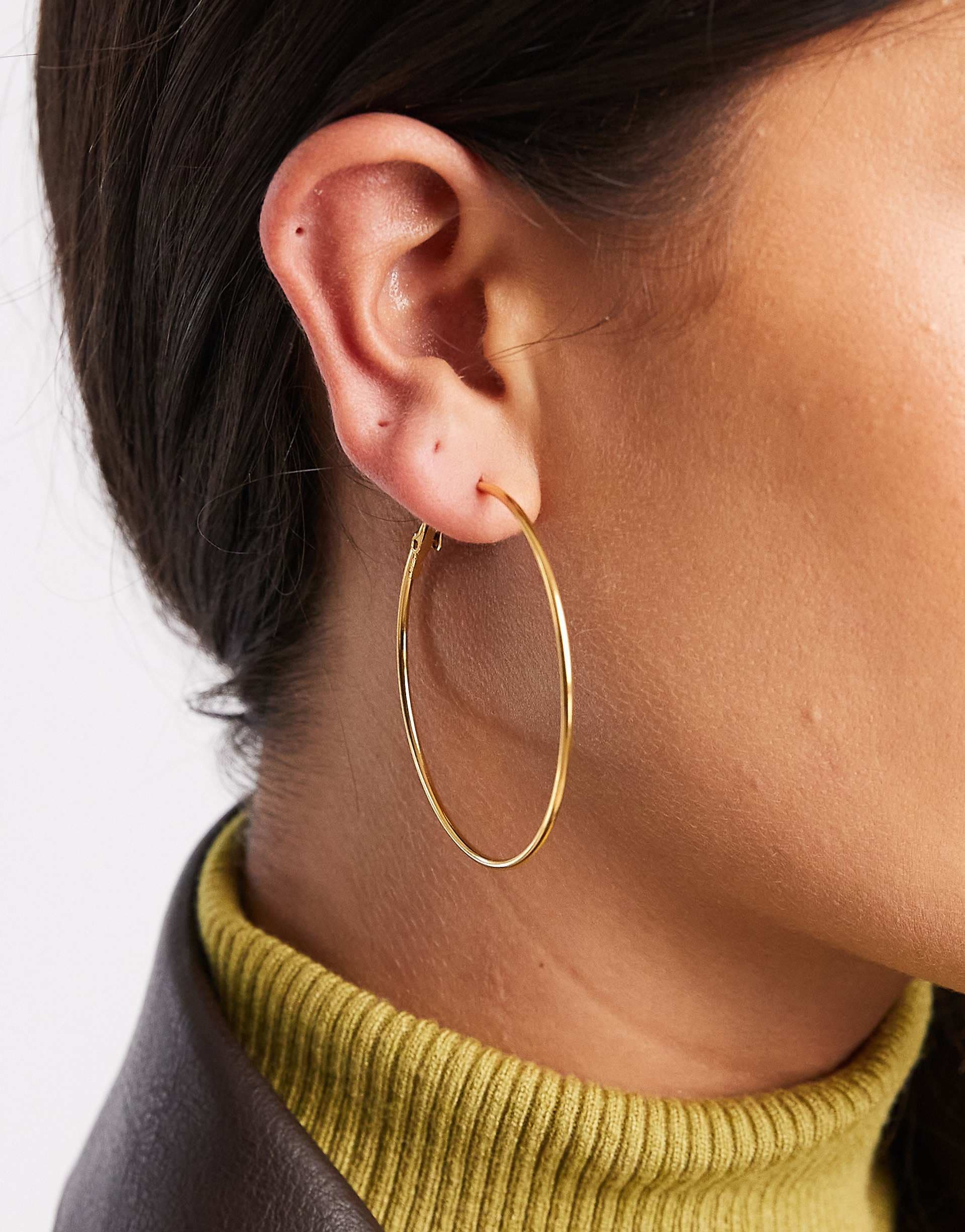 ASOS DESIGN waterproof stainless steel basic hoop earrings in gold tone