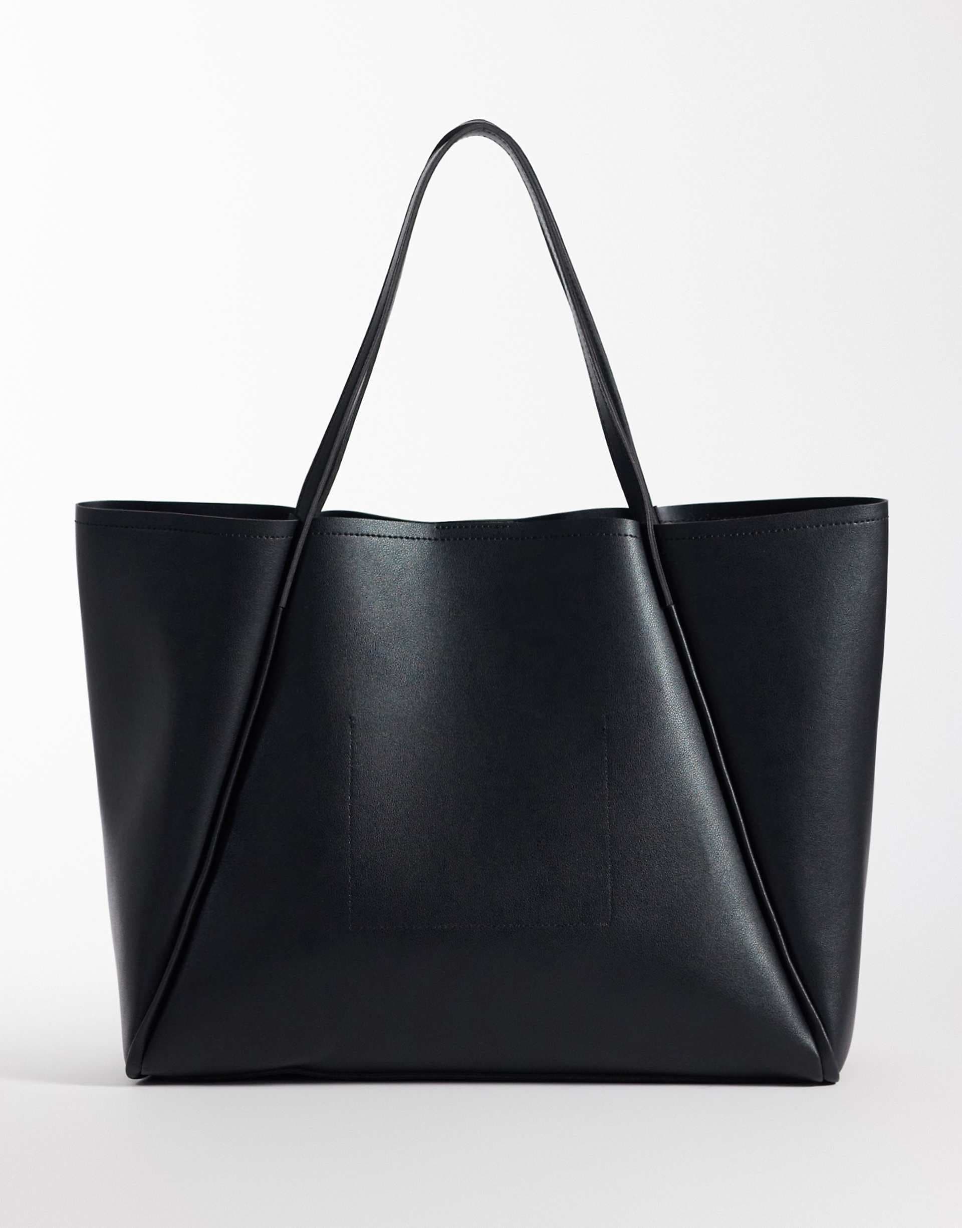 Glamorous oversized faux leather tote in black