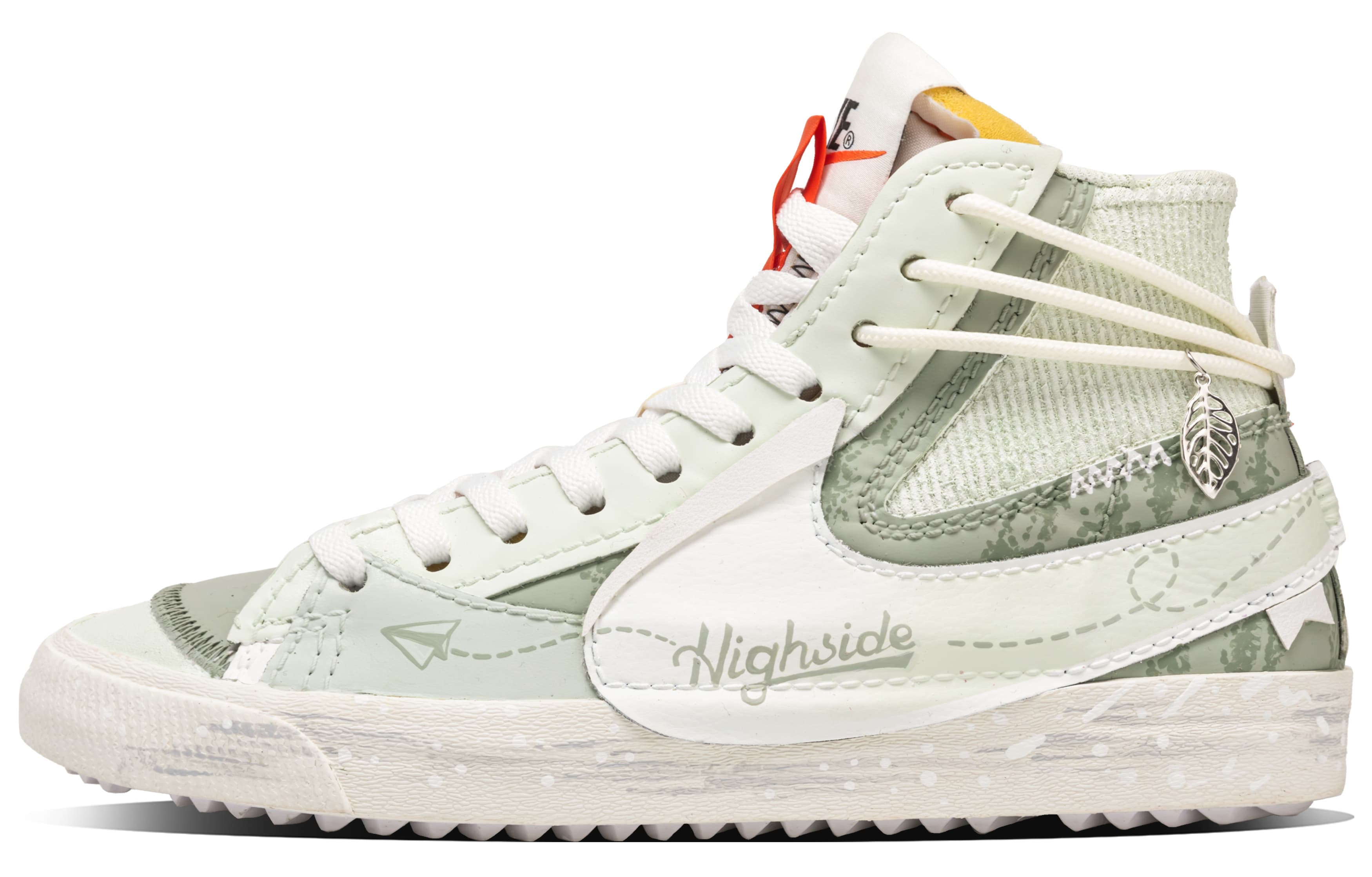 Custom Nike Blazer 'Spring Breeze' Hand-Drawn Graffiti Retro Versatile Trendy Comfortable Casual Fresh Slip-Resistant Mid-Top Sneakers Unisex Beige Green