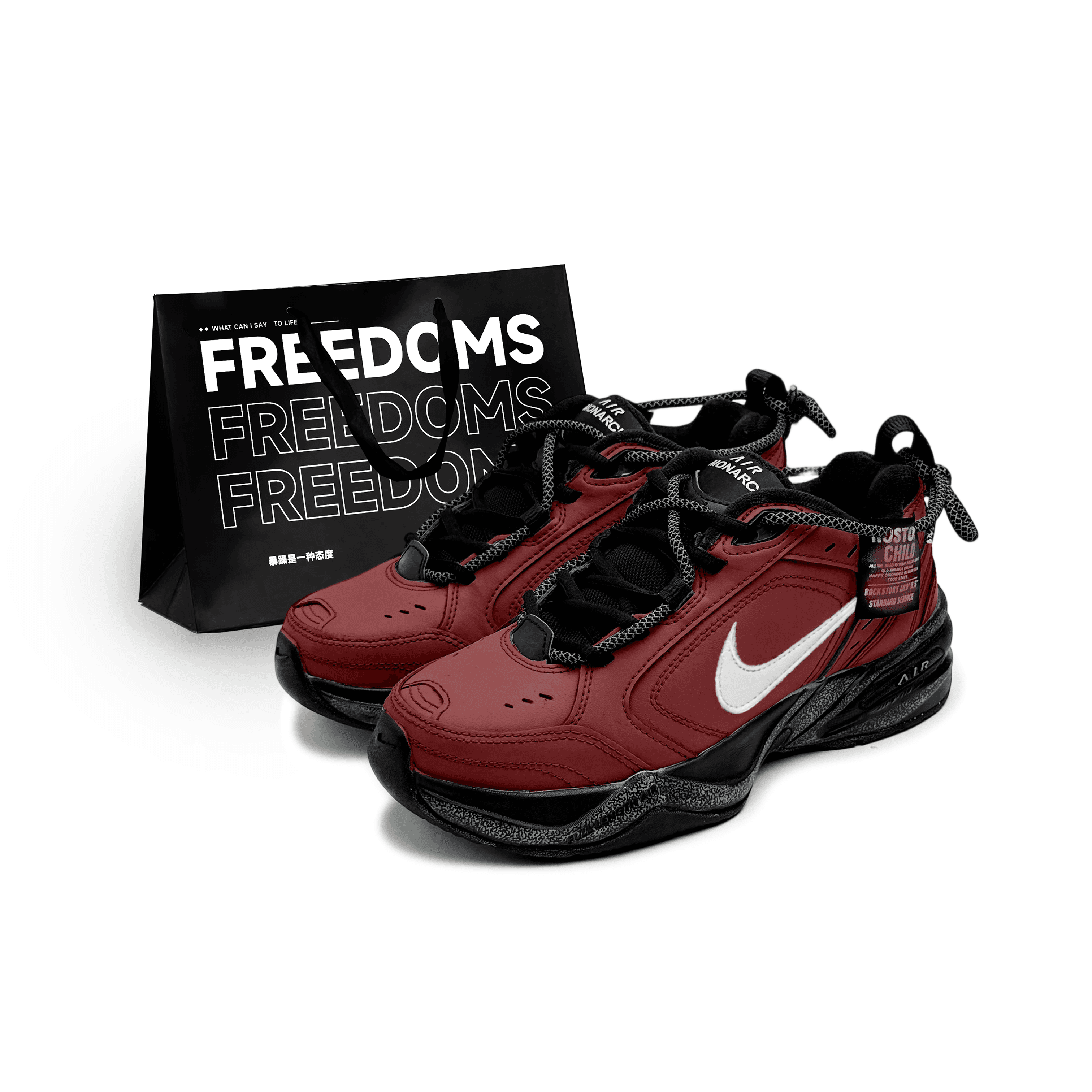 Nike Air Monarch 4 'Red Flame Engine' Gift Bag Year of the Horse Retro Functional CHY Low-Top Dad Sneakers Unisex Red Black