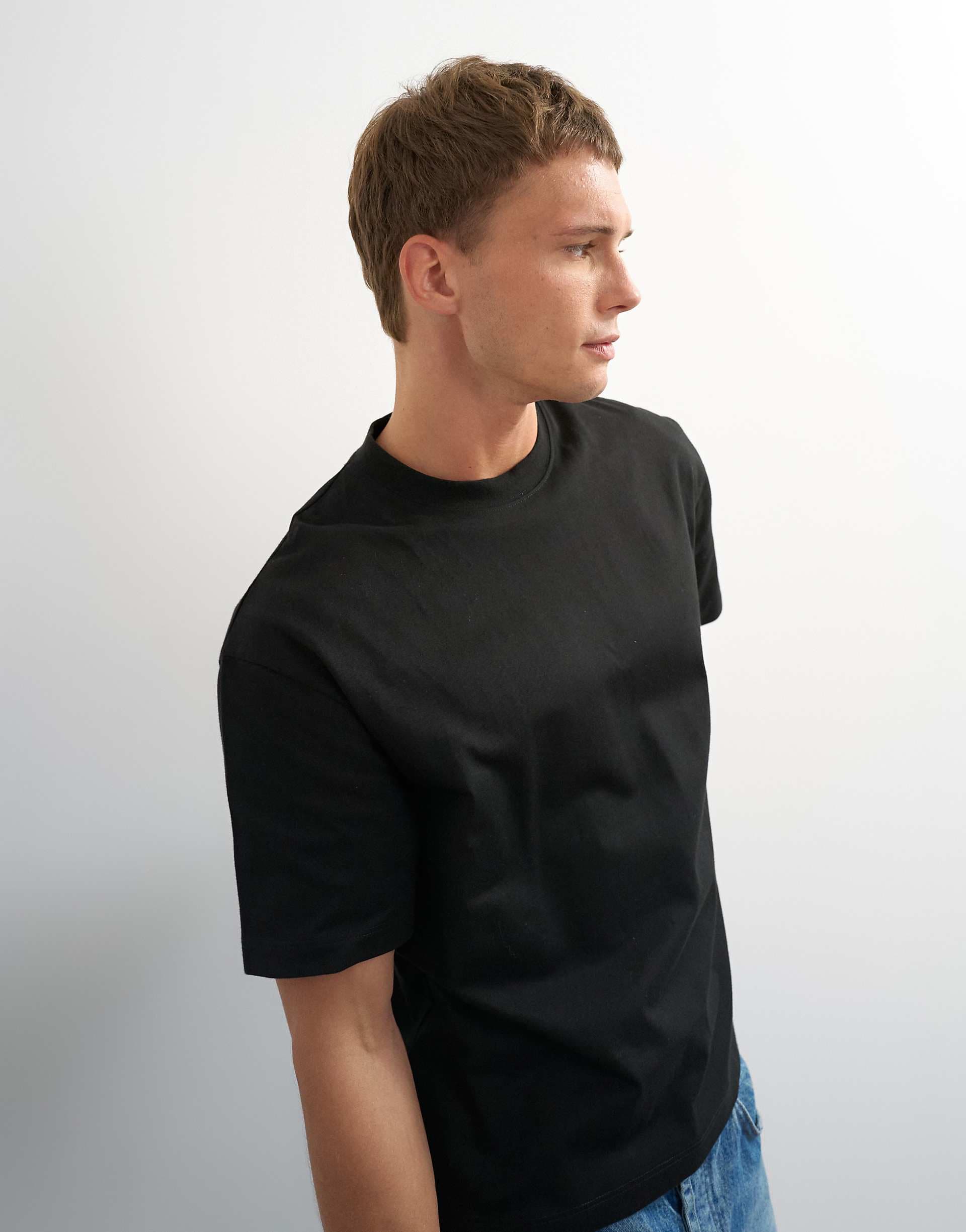 Topman relaxed fit crop T-shirt in black