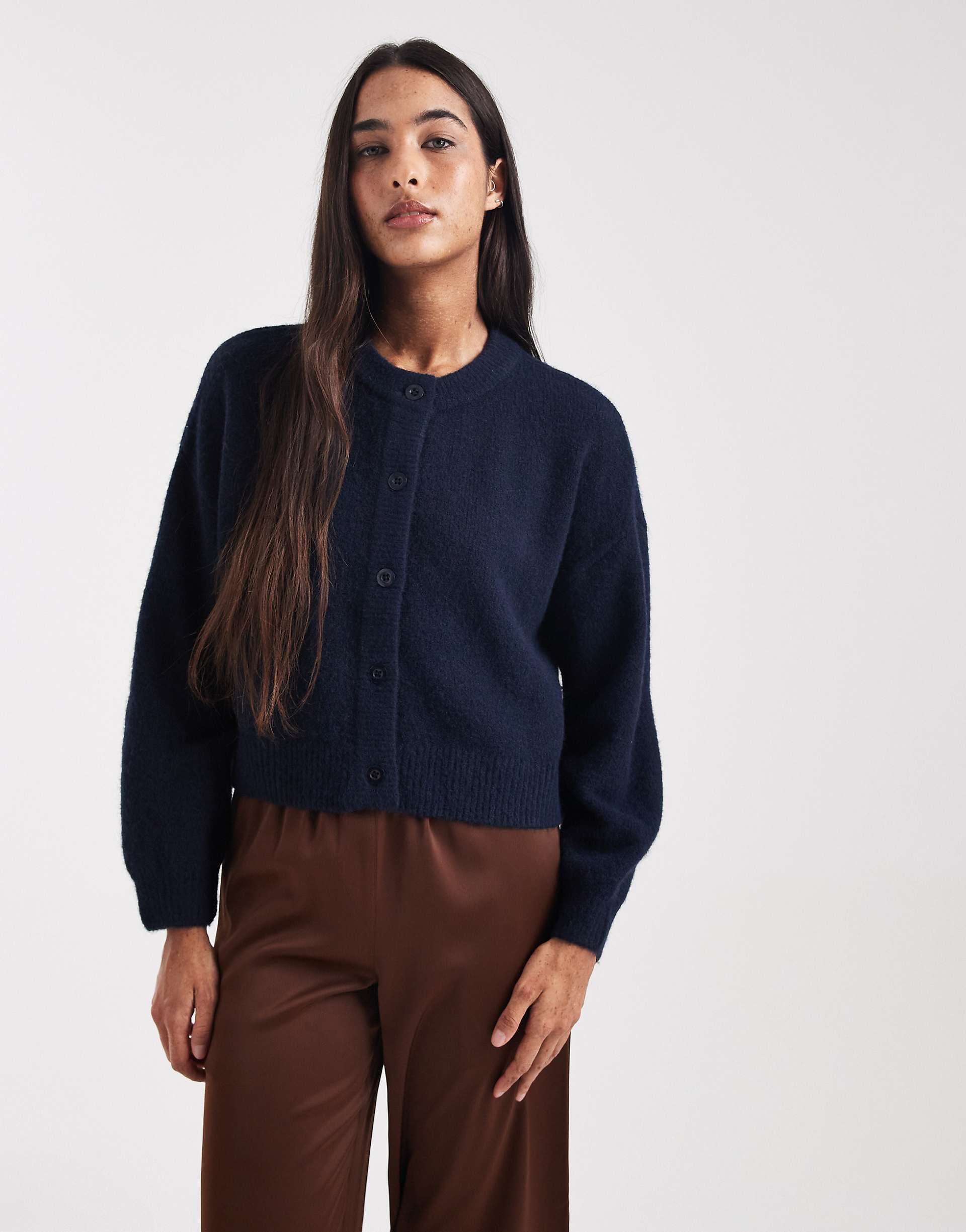 Cotton On button up cardigan in steeley blue wash