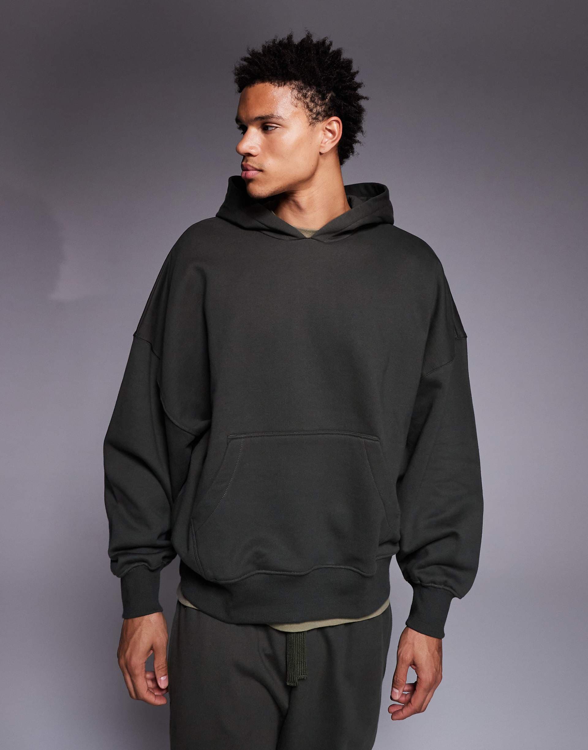 ASOS DESIGN premium heavyweight oversized hoodie in 400gsm in dark green