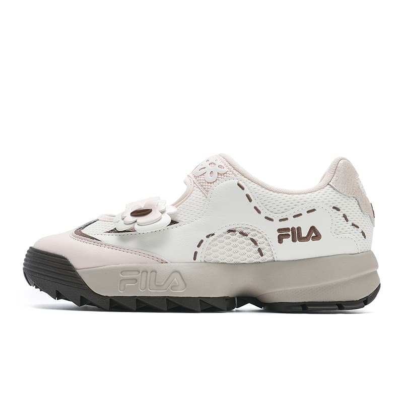 FILA DISRUPTOR2 FLOWER Floral Fashion Personality Trendy Simple Cute Fresh Sporty Versatile Comfortable Wear-Resistant Breathable Balanced Lifestyle Casual Shoes Women's White Pink