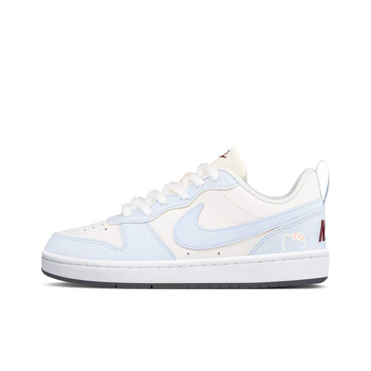 Custom Nike Court Borough Blue Heart Meow Girl Heart Atmosphere Girlfriend Shopping Commute Campus Style Simple Fresh Fashion Breathable Low-Top Sneakers Unisex Light Blue-Yellow