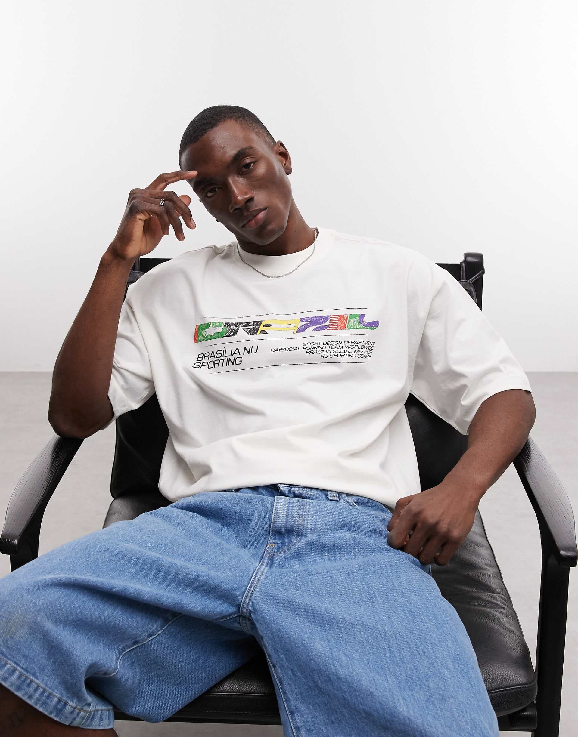 ASOS DESIGN oversized T-shirt with Brazil graphic in cream