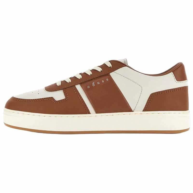 HOGAN Skateboard Shoes Men Low-Top White Brown