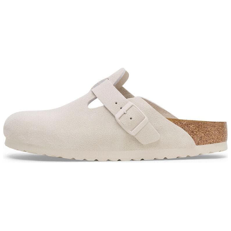 Boston Birkenstock Soft Footbed Suede Leather 'Antique White'