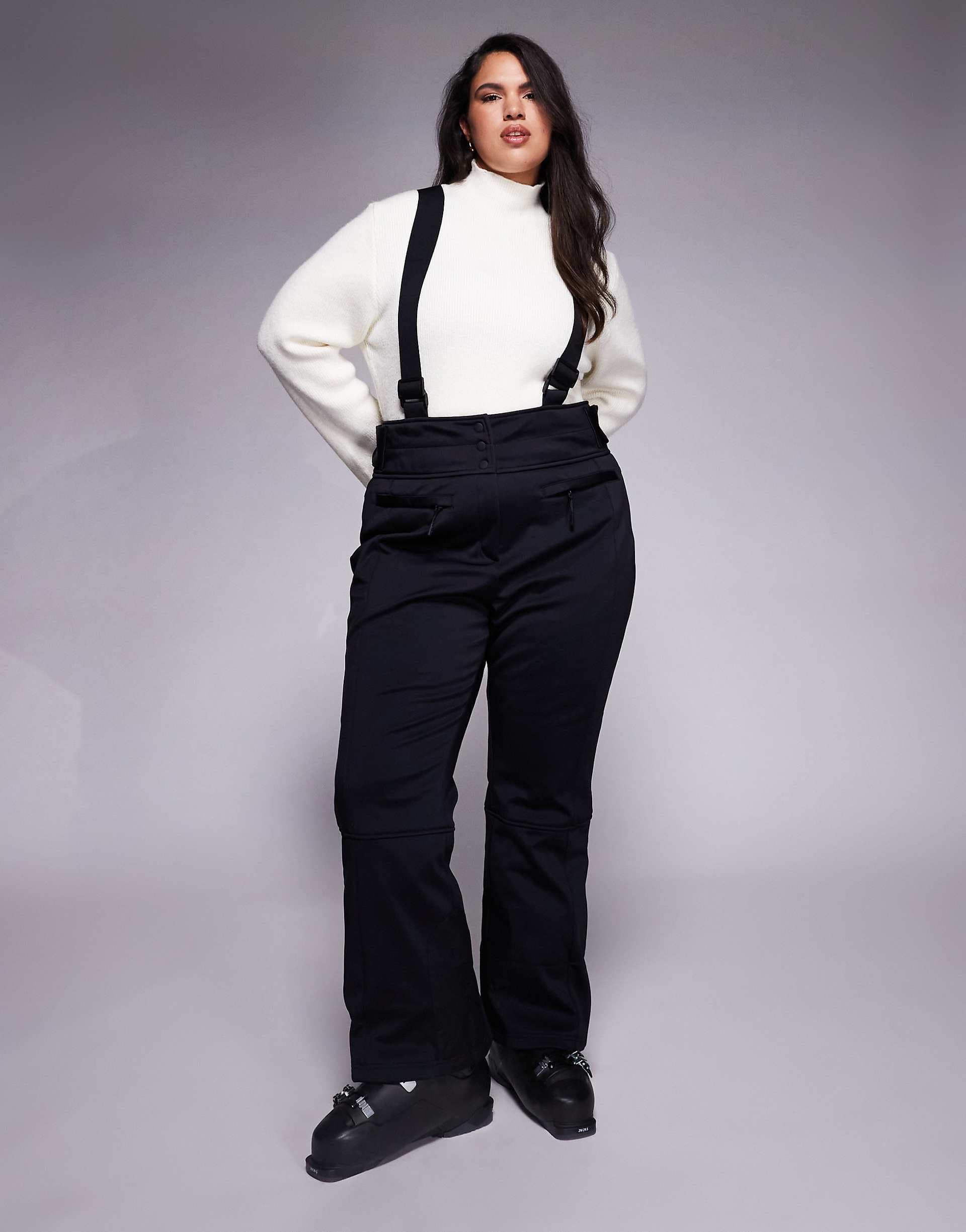 ASOS 4505 Curve soft shell water repellent kick flare ski pants in black