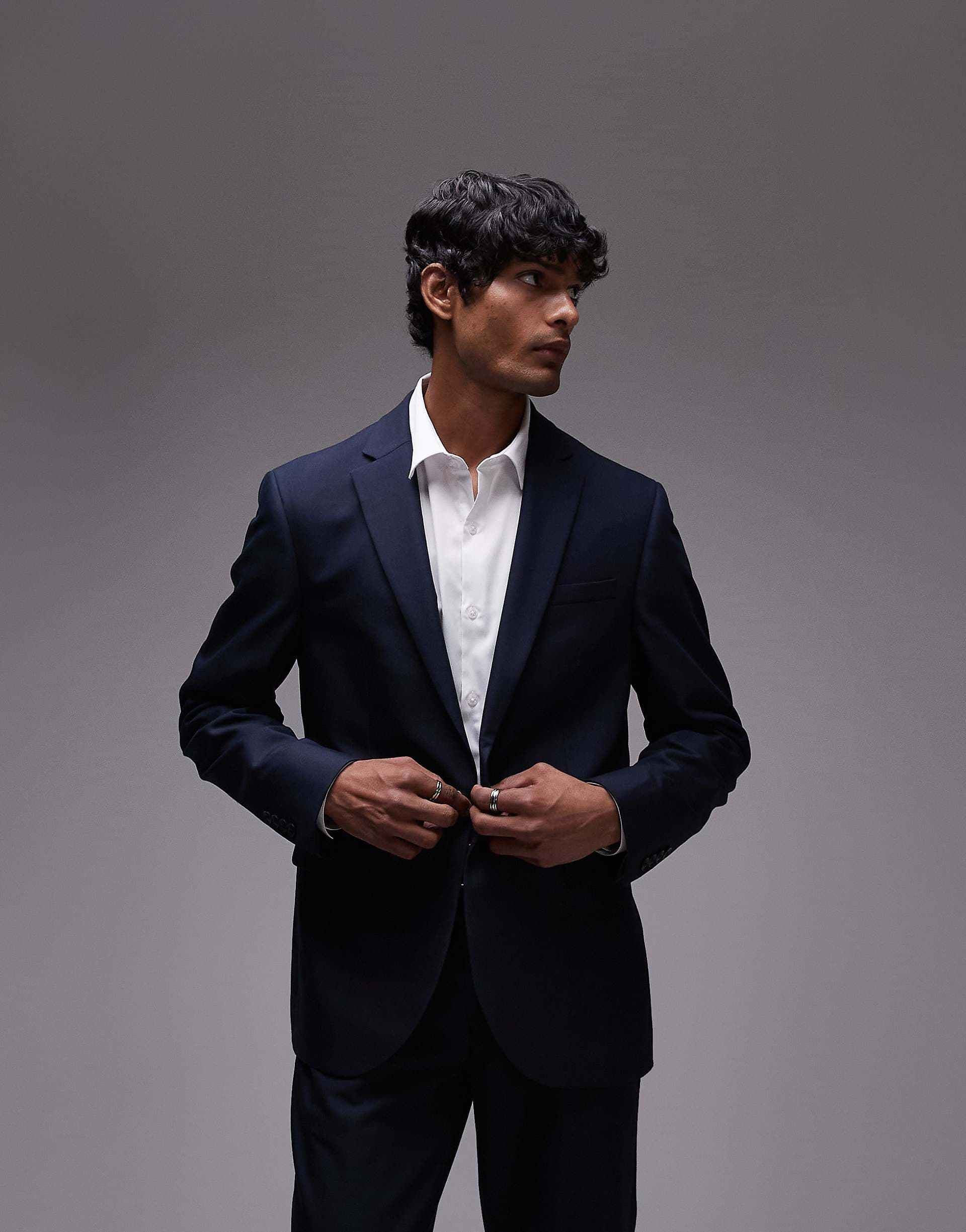 Topman slim suit jacket in navy