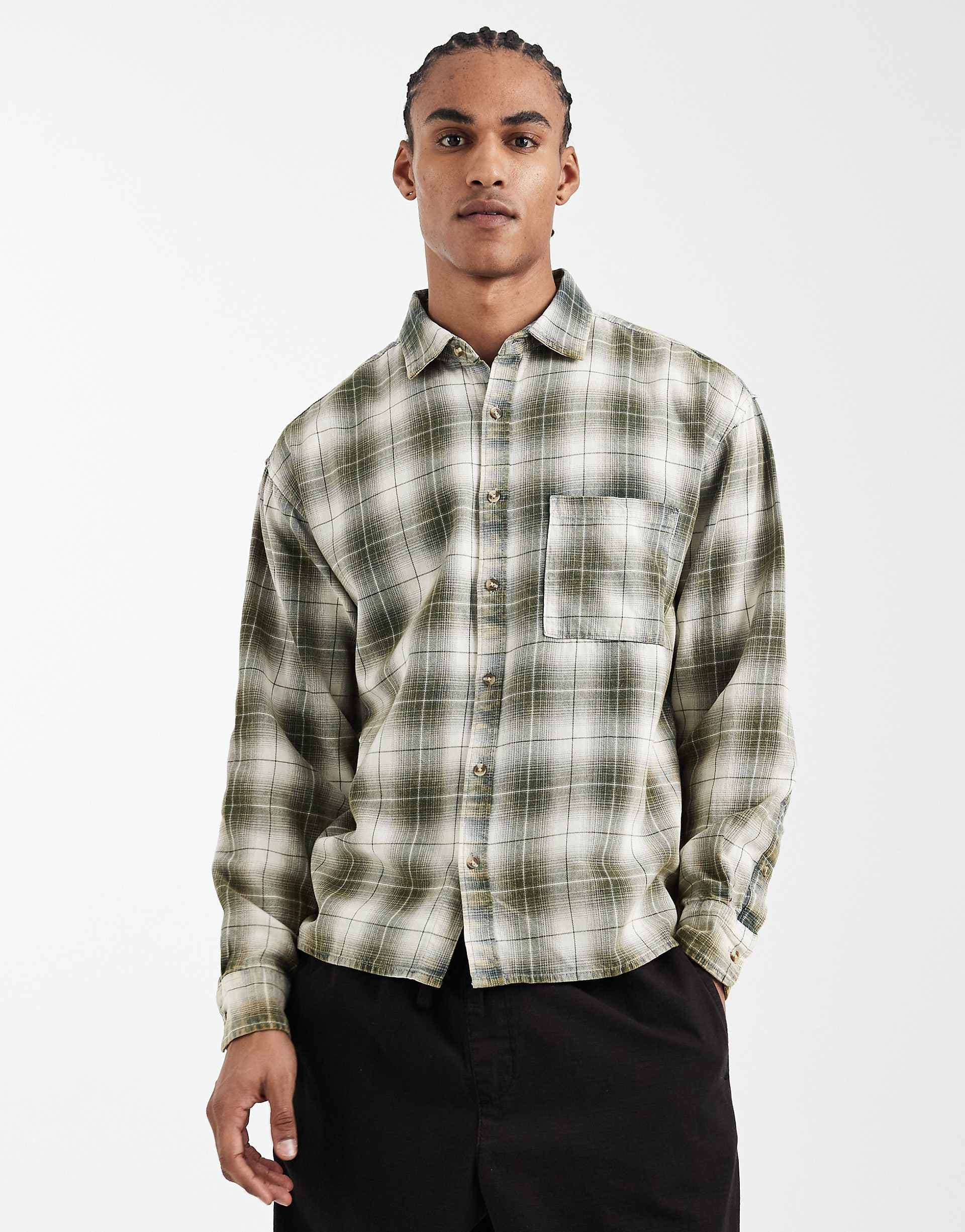Cotton On Hudson long sleeve shirt in green plaid
