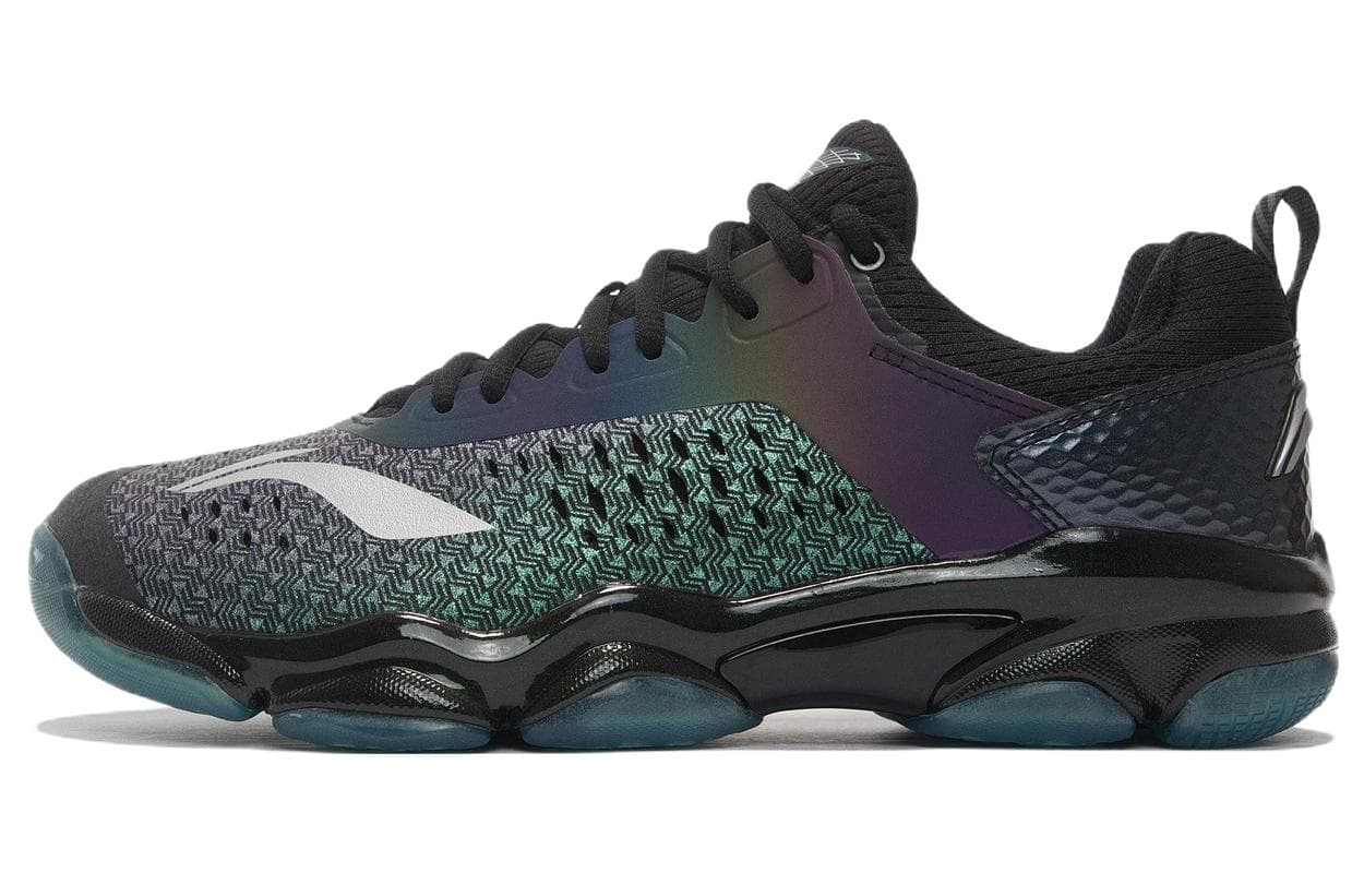 LiNing Sonic Boom 1.0 Cushioned Slip Resistant Abrasion Resistant Low Top Badminton Shoes Men's Black Blue