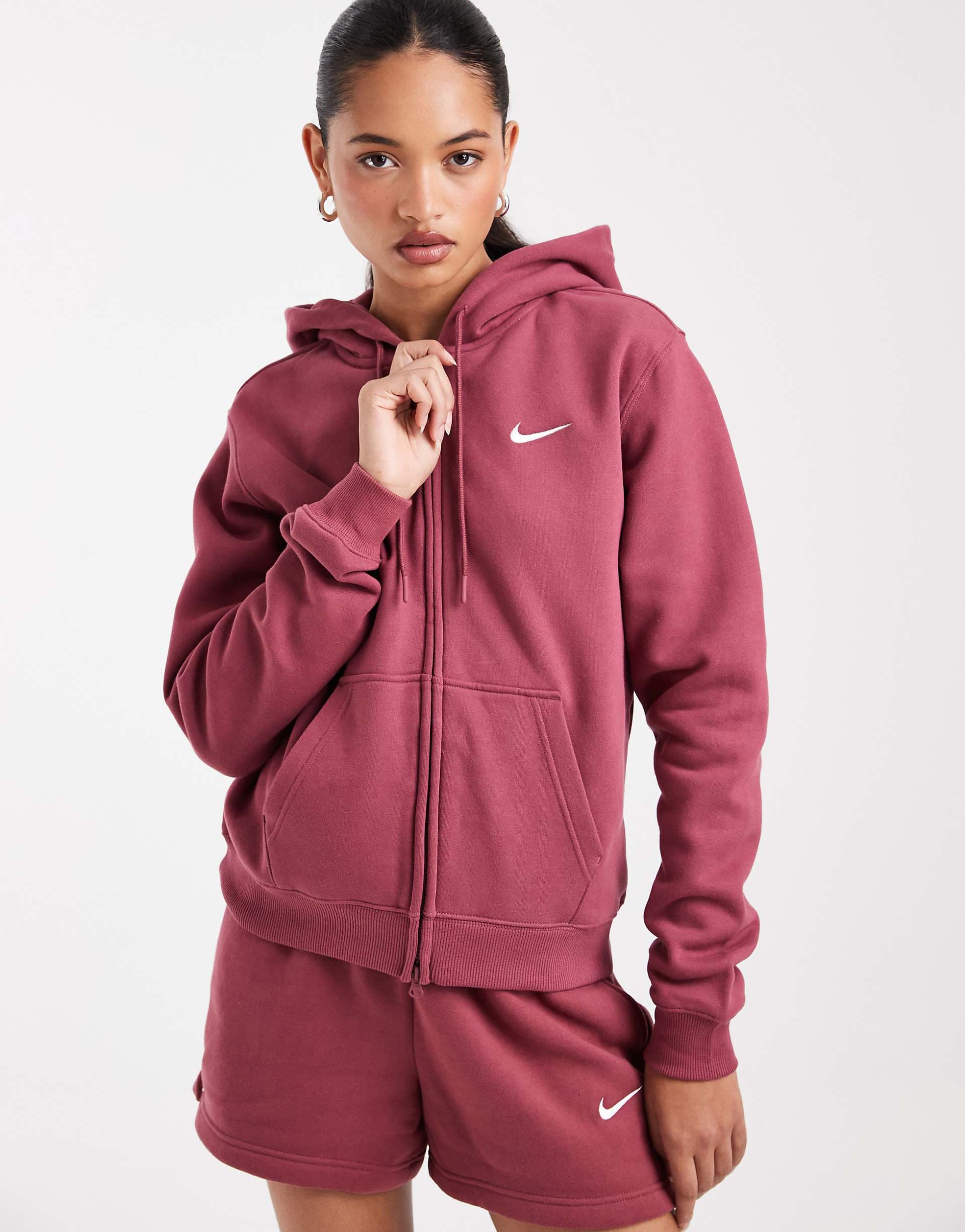 Nike Studio Fleece hoodie in burgundy