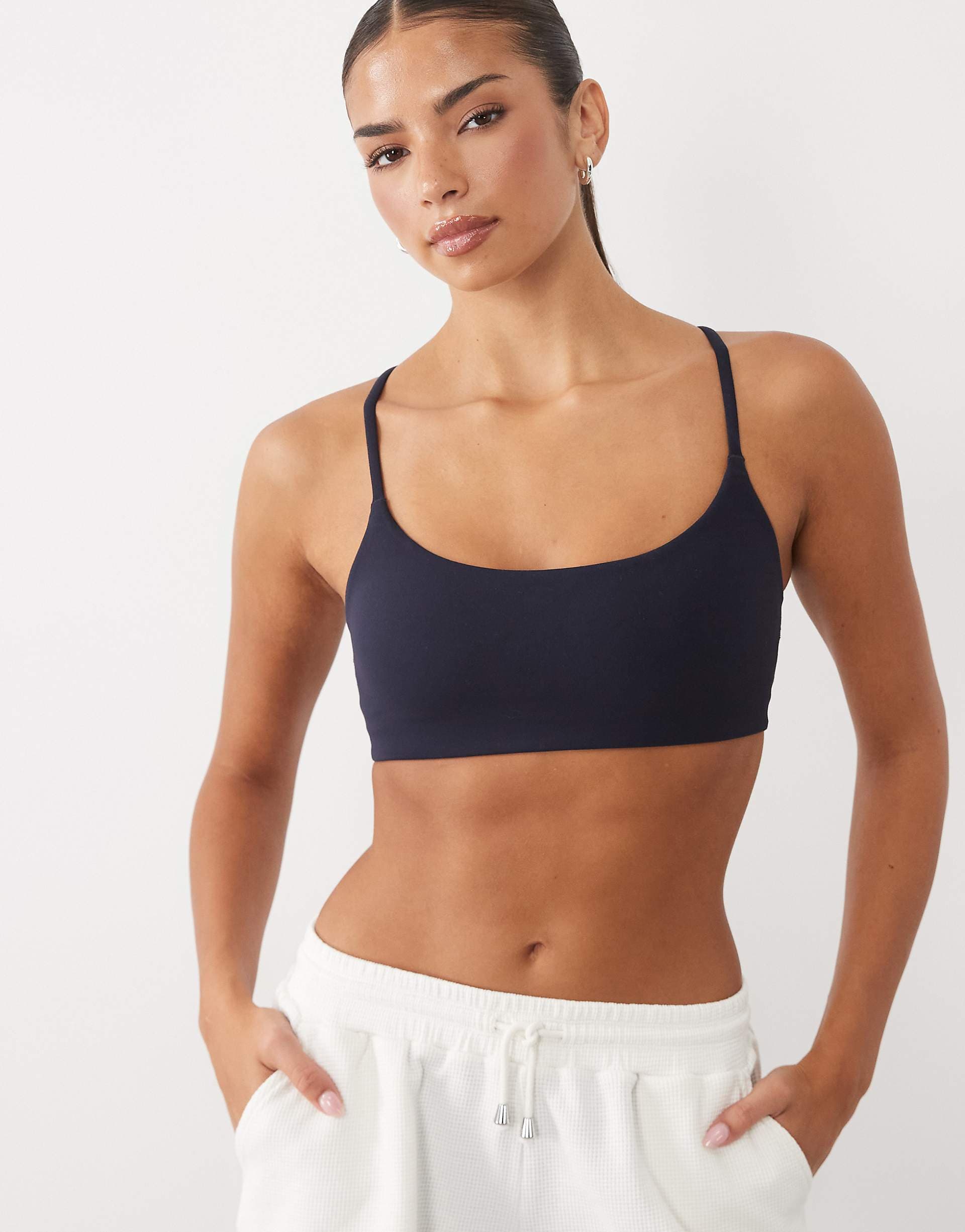 ARKET mix and match soft stretch sports bra in navy