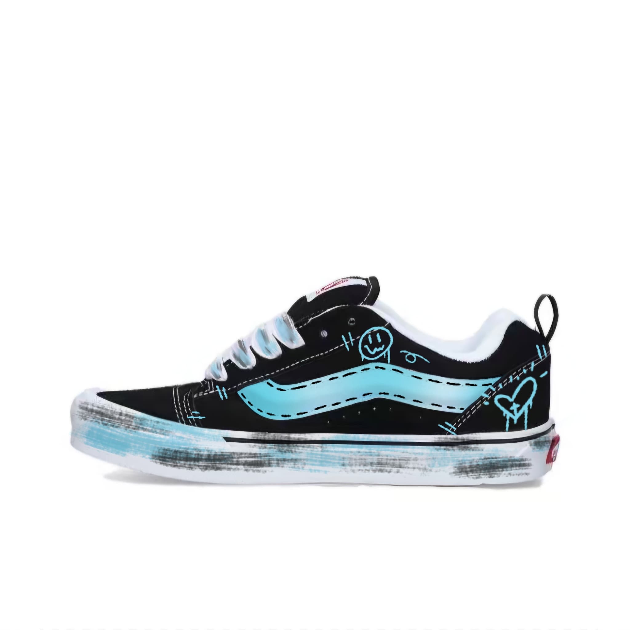Vans Knu Skool Coverage Anti Slip And Wear Resistant Low Top Skateboard Shoes Unisex Black White Blue