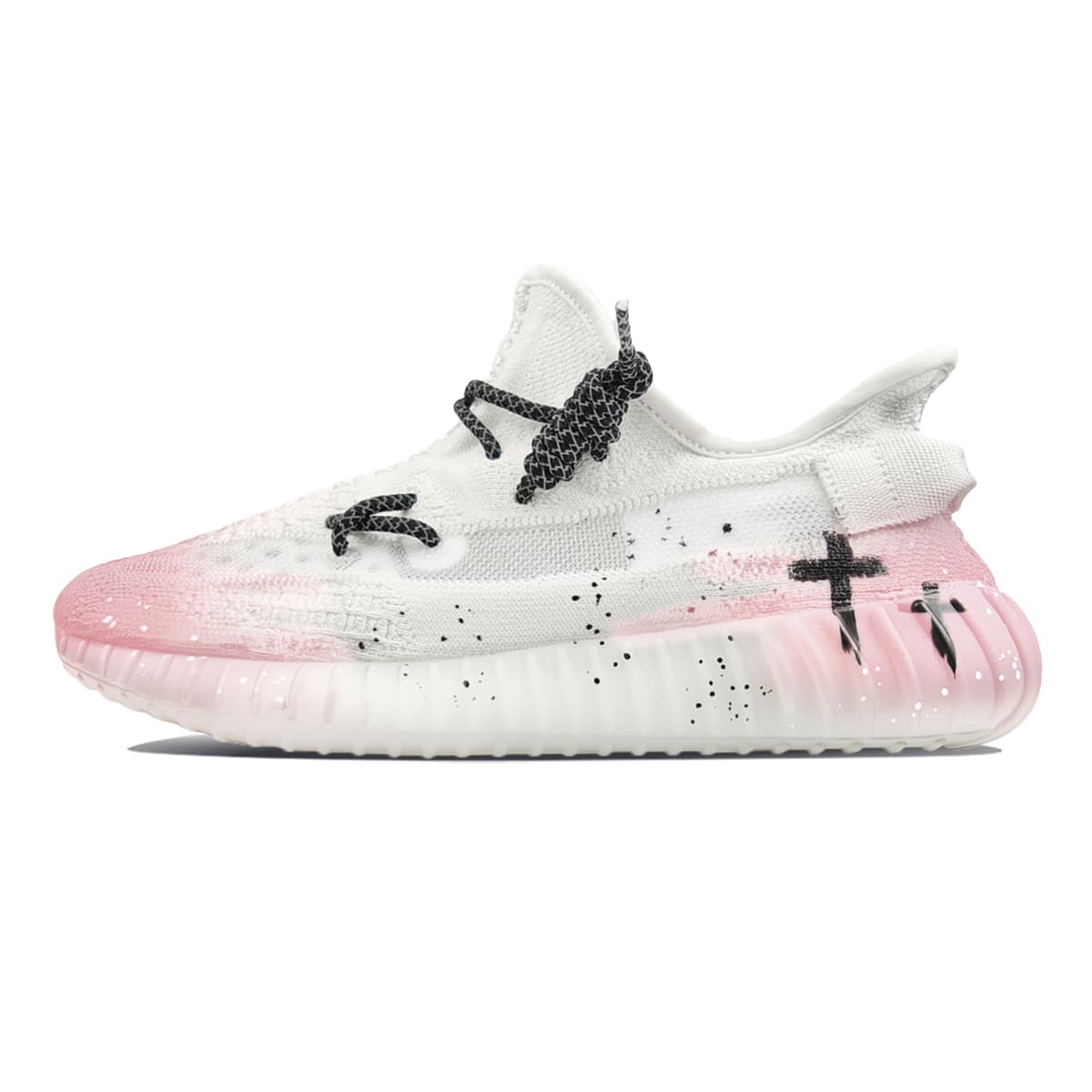 adidas originals Yeezy Boost 350 V2 'Eight Stones - Cross Peach Blossom' Graffiti Light Splatter Wear-Resistant Low-Top Casual Shoes Unisex White Pink