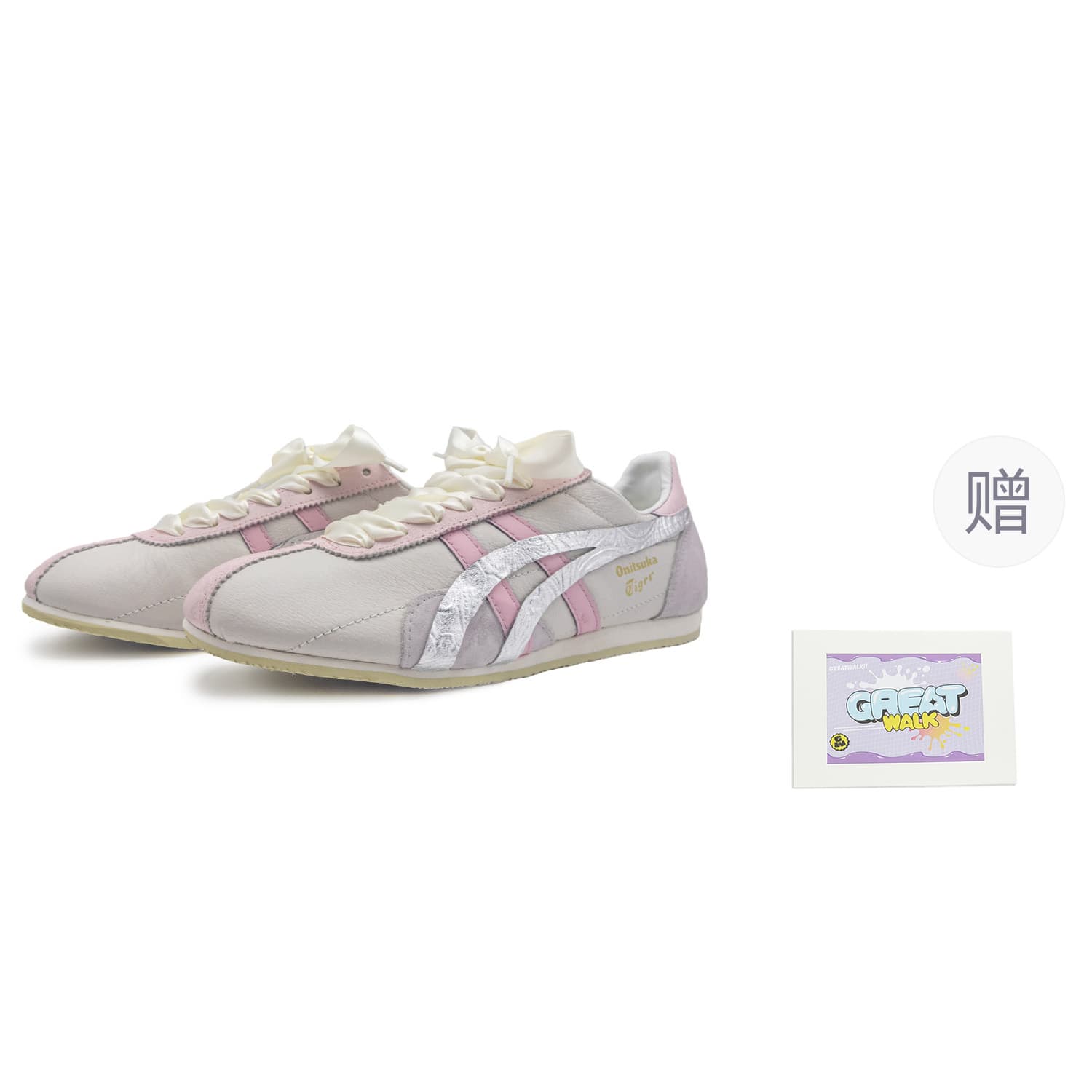 Custom Sneakers: Onitsuka Tiger Runspark GREAT WALK 'Xiong Tu Sweetheart' Vibe Style Comfortable Versatile Retro Classic Lightweight Comfortable Slip-Resistant Lightweight Low-Top Running Shoes Men's Pink White