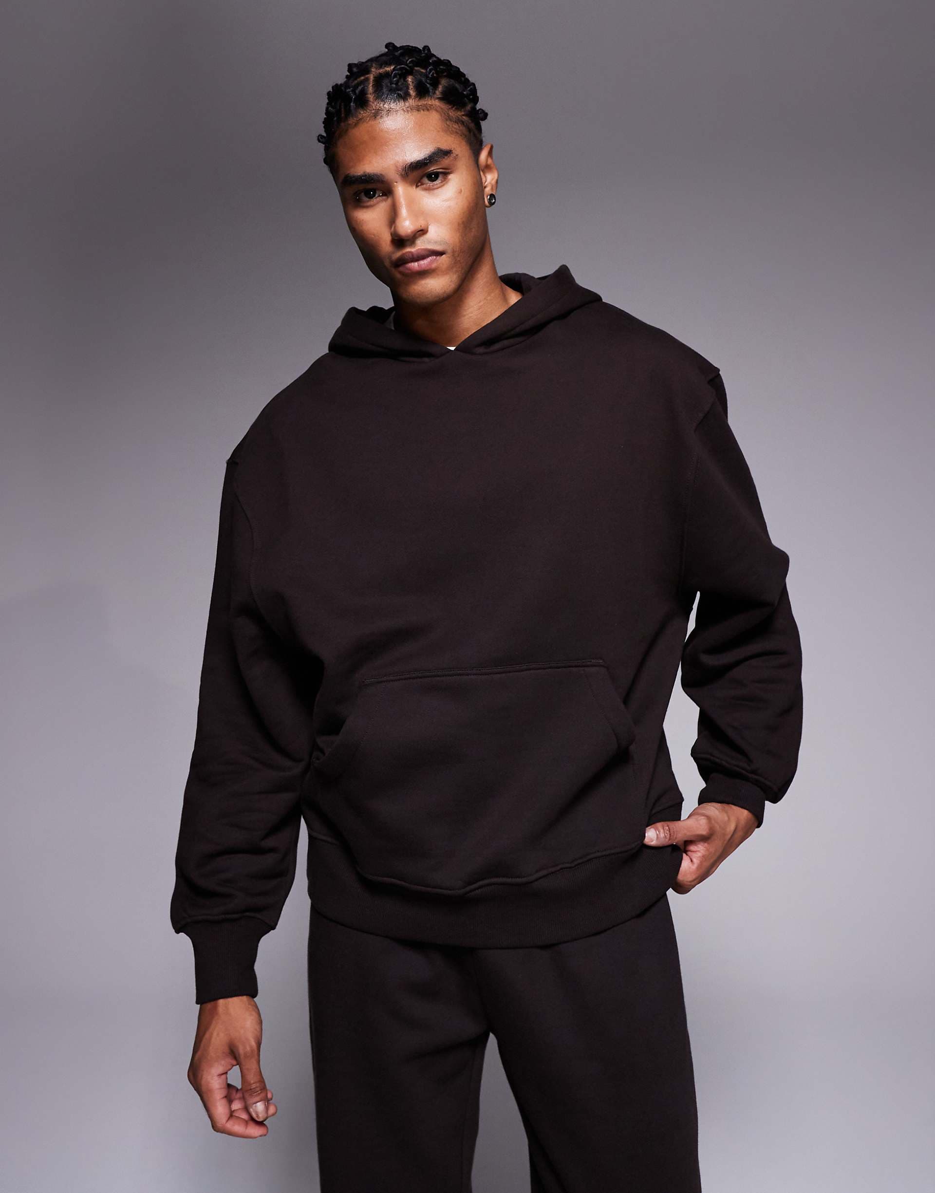 ASOS DESIGN premium heavyweight oversized hoodie in 400gsm brown