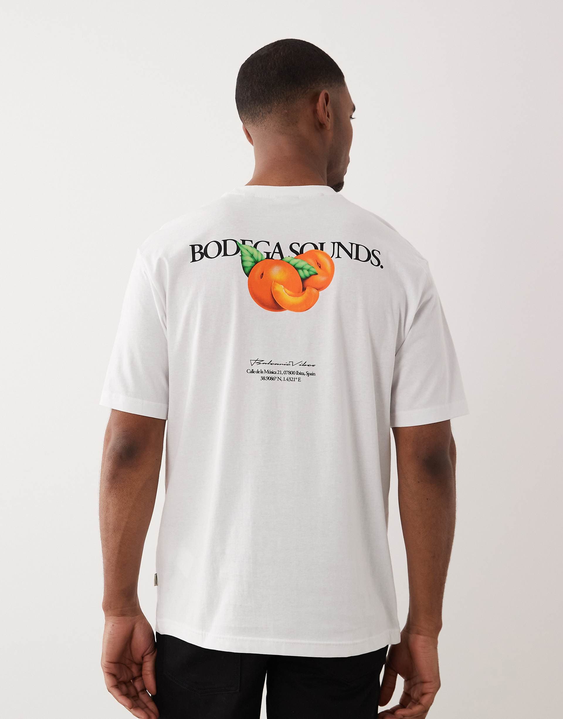 ONLY & SONS oversized t-shirt with Bodega Sounds back and chest print in white