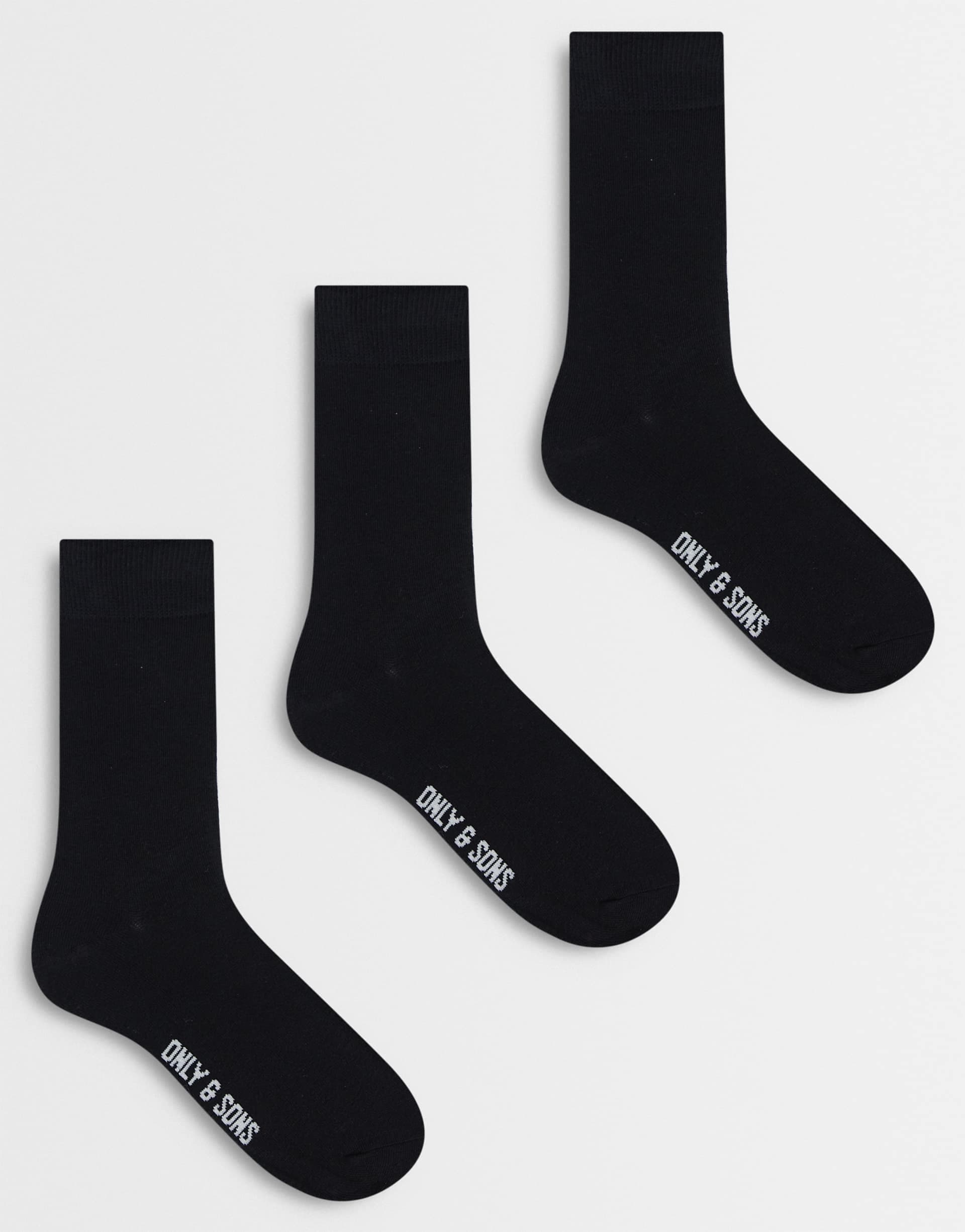 Only & Sons 3 pack socks in black